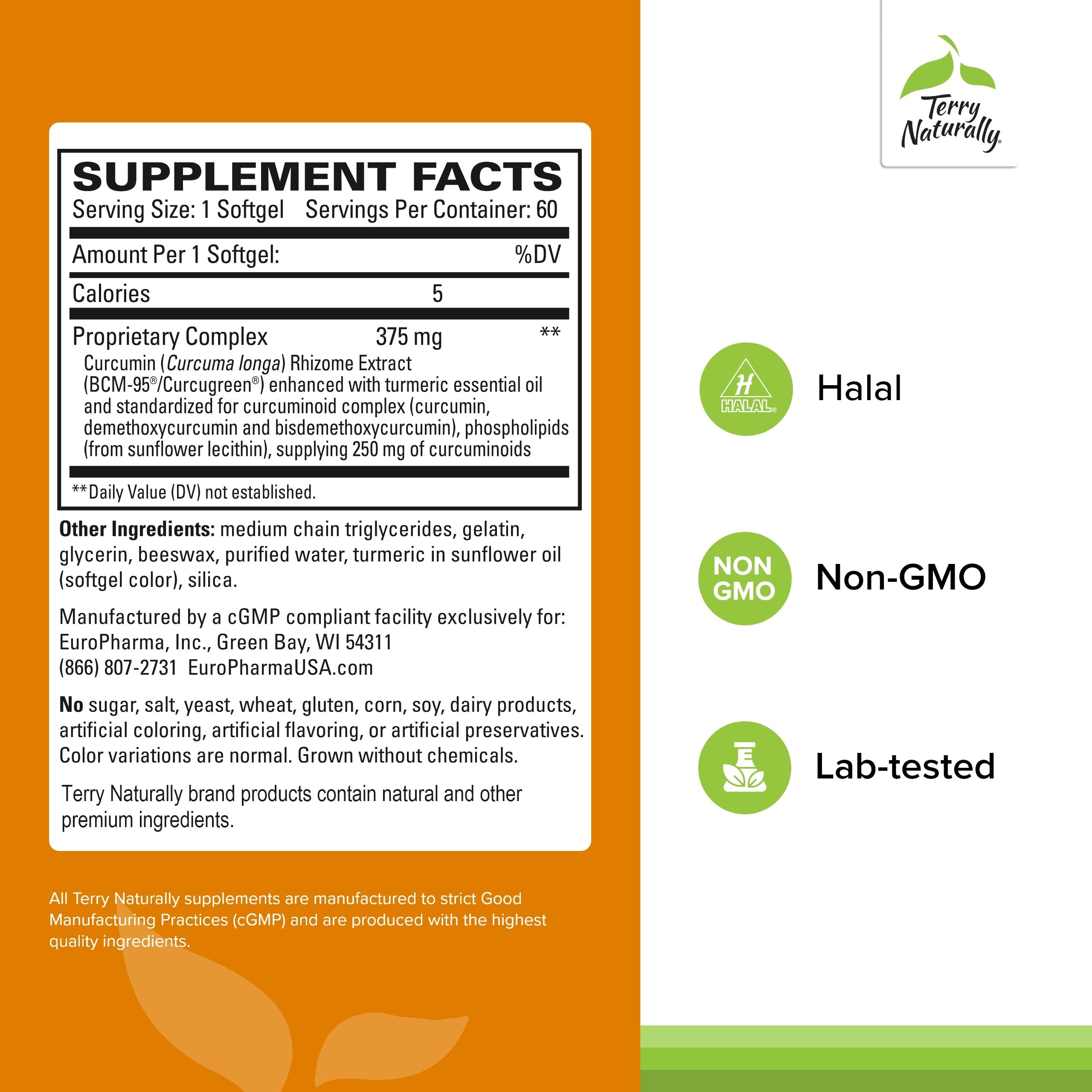 Terry Naturally CuraMed 375mg – gélules molles, utilisation quotidienne possible pour un soutien antioxydant.