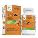 CuraMed 750 mg — bouteille de capsules molles, soutien antioxydant pour cerveau et cœur.
