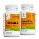 CuraMed 750 mg, bouteille vue frontale montrant le format et l’étiquette.