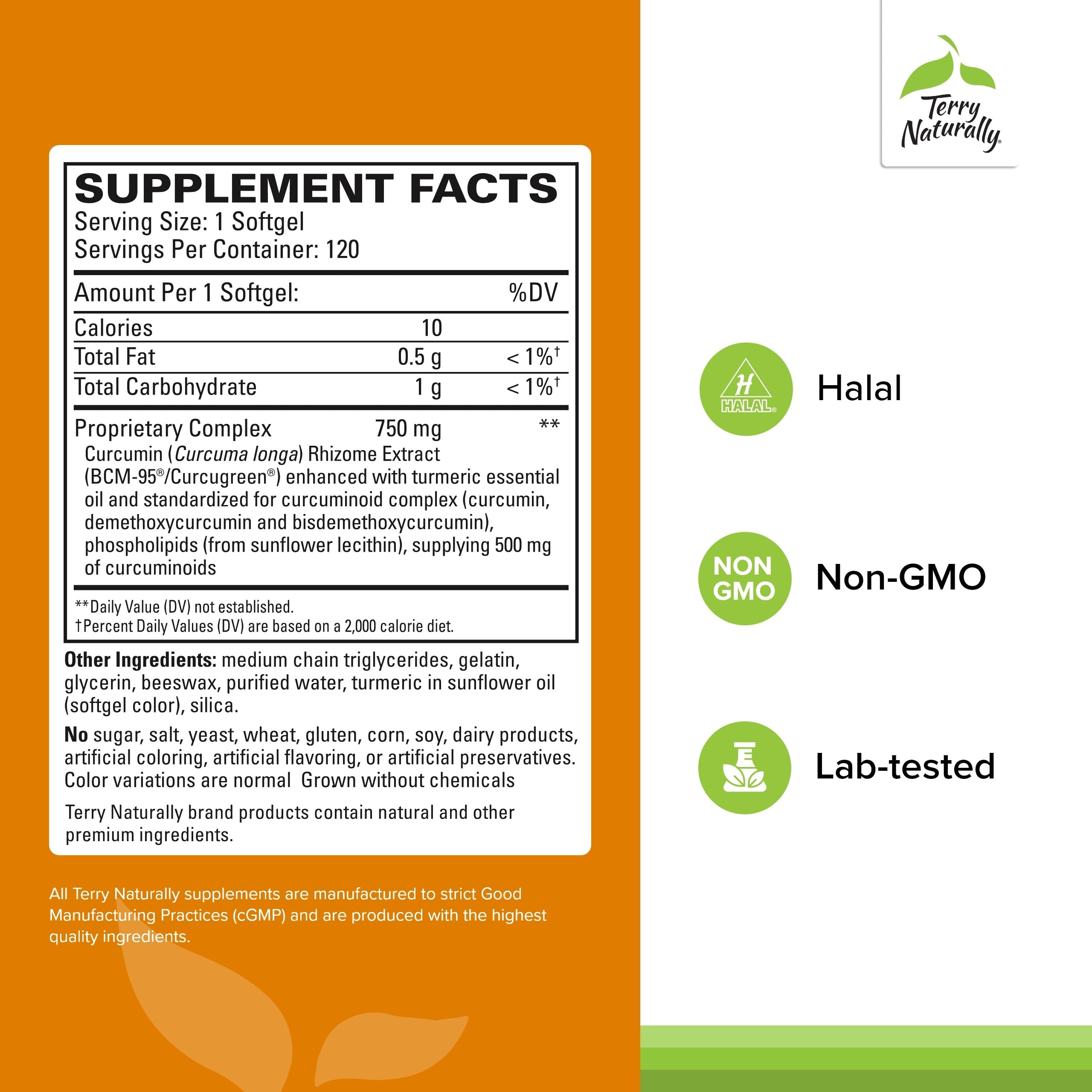 Terry Naturally CuraMed 750 mg, gelules molles: ingestion facile et absorption efficace.
