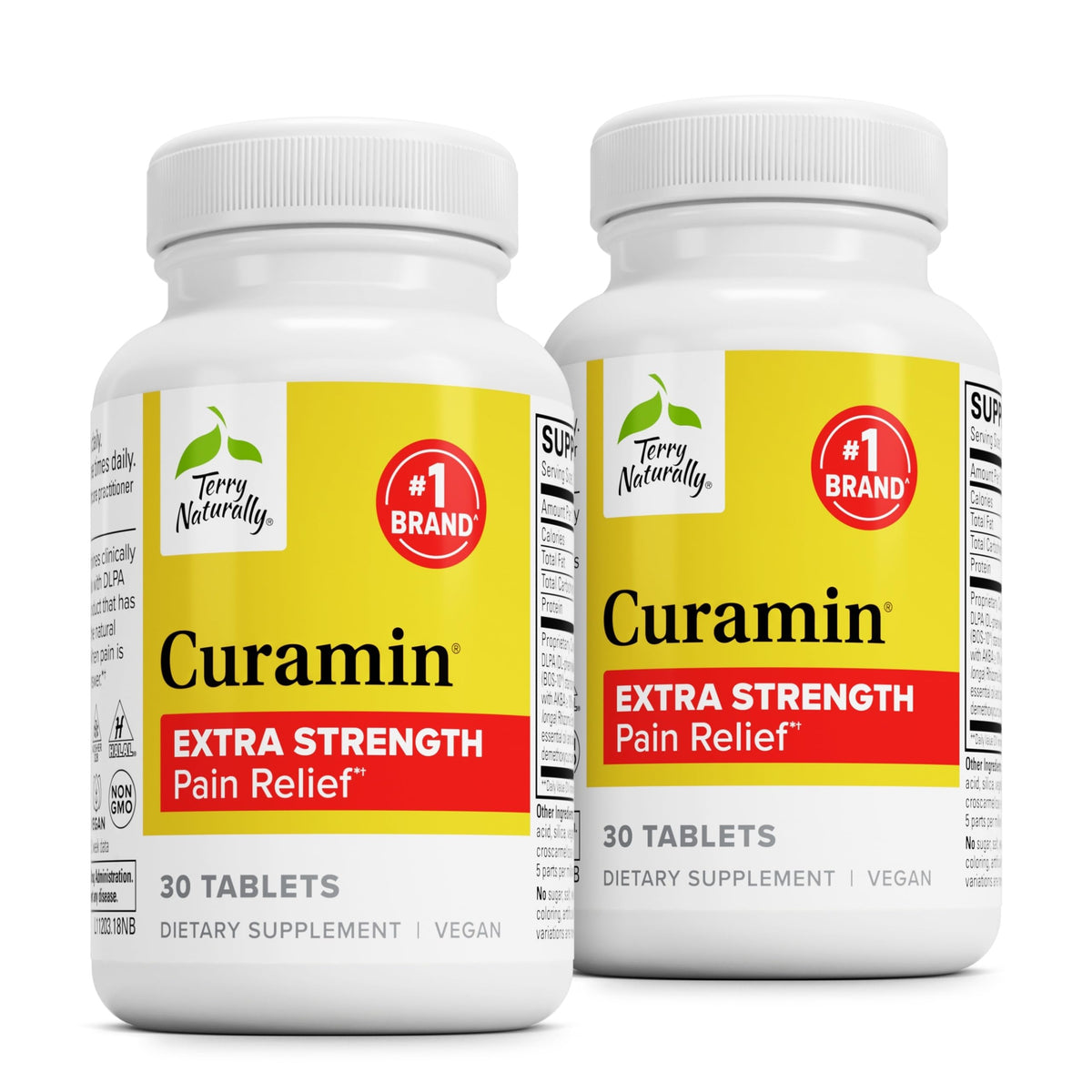 Terry Naturally Curamin Extra Strength, bouteille en gros plan, soutien potentiel à la circulation.