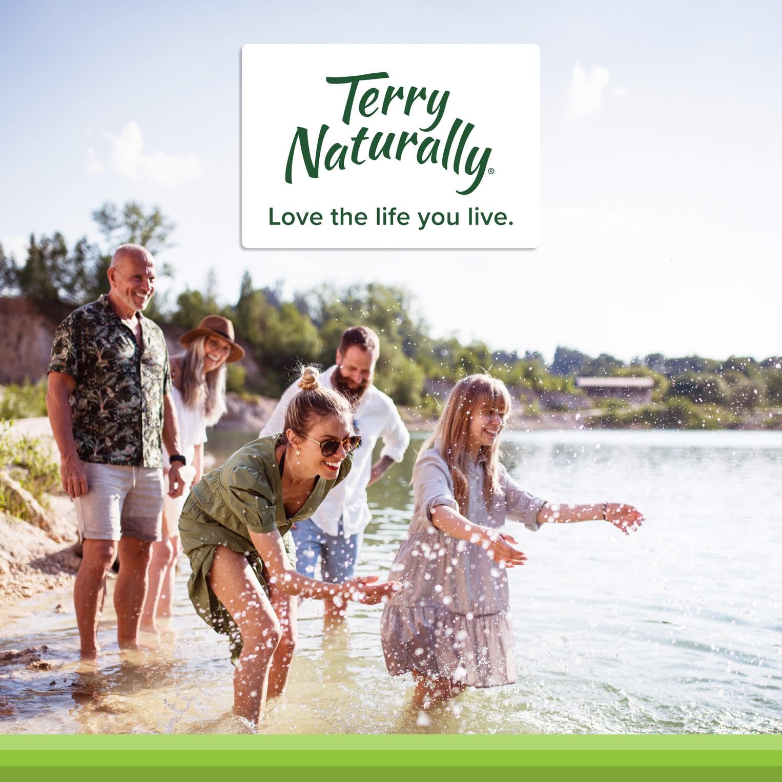 Emballage Terry Naturally mettant en avant l’absence d’additifs artificiels et allergènes.