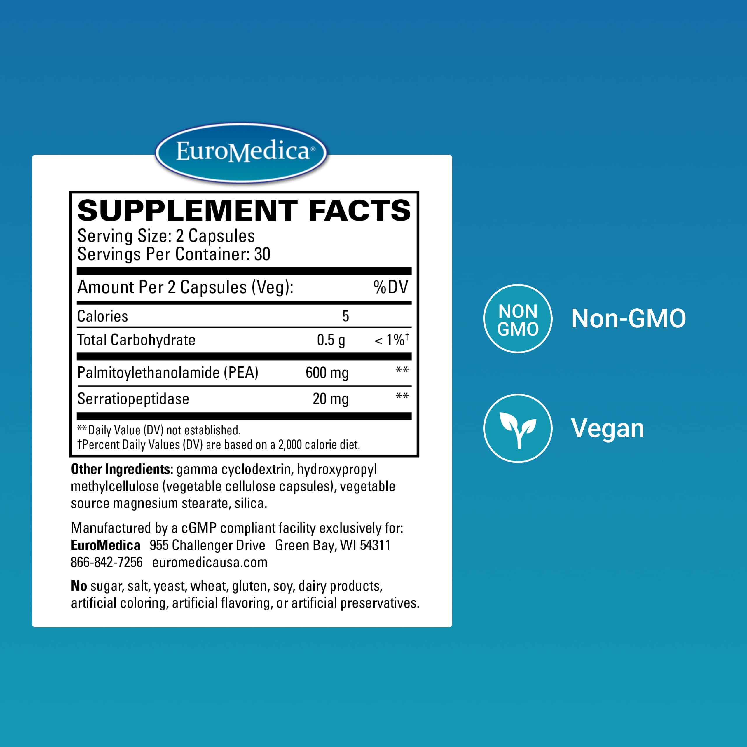 Terry Naturally EuroMedica Pea – capsules faciles à prendre favorisant la récupération après l'effort.