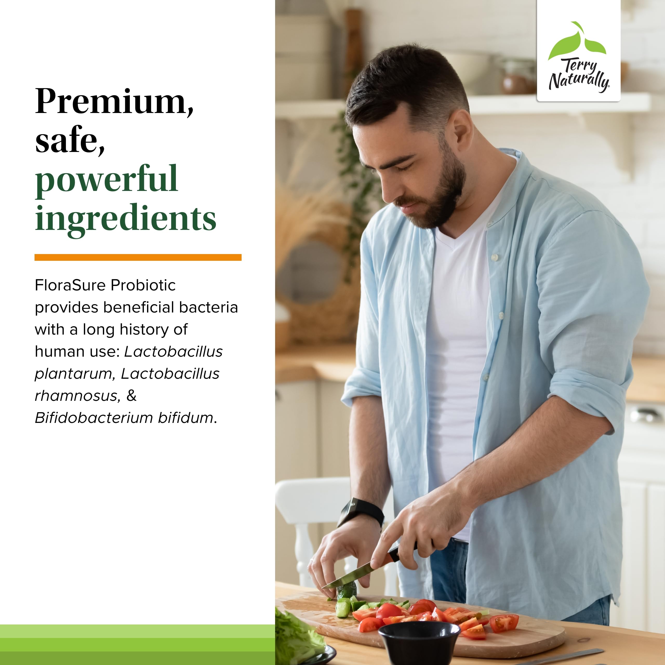 Terry Naturally FloraSure Probiotique, doseur intégré, facilité d'intégration dans les repas