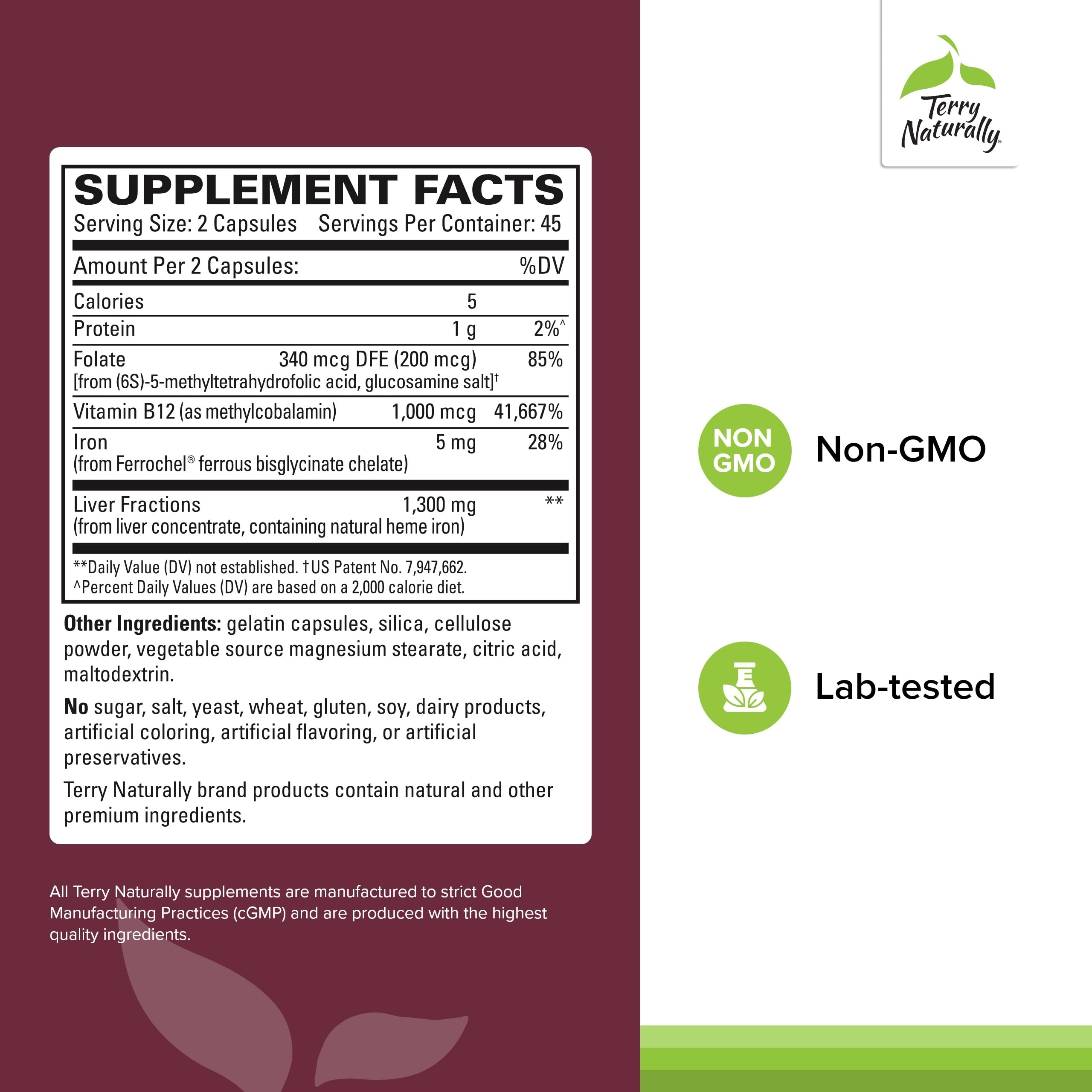 Fractions du foie Terry Naturally — capsules faciles à avaler.