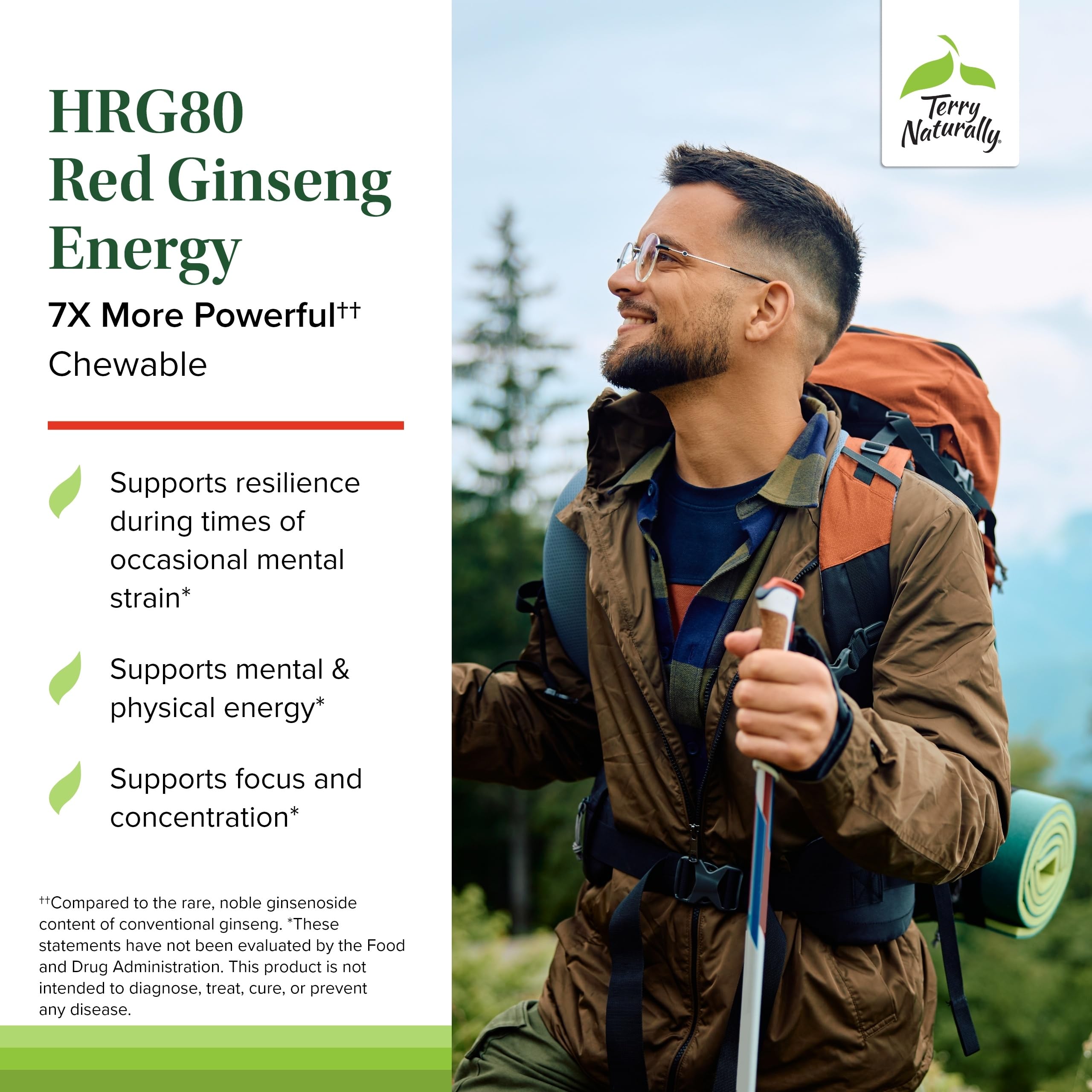 Emballage HRG80 Ginseng Rouge, étiquette indiquant formulation végane et sans allergènes.