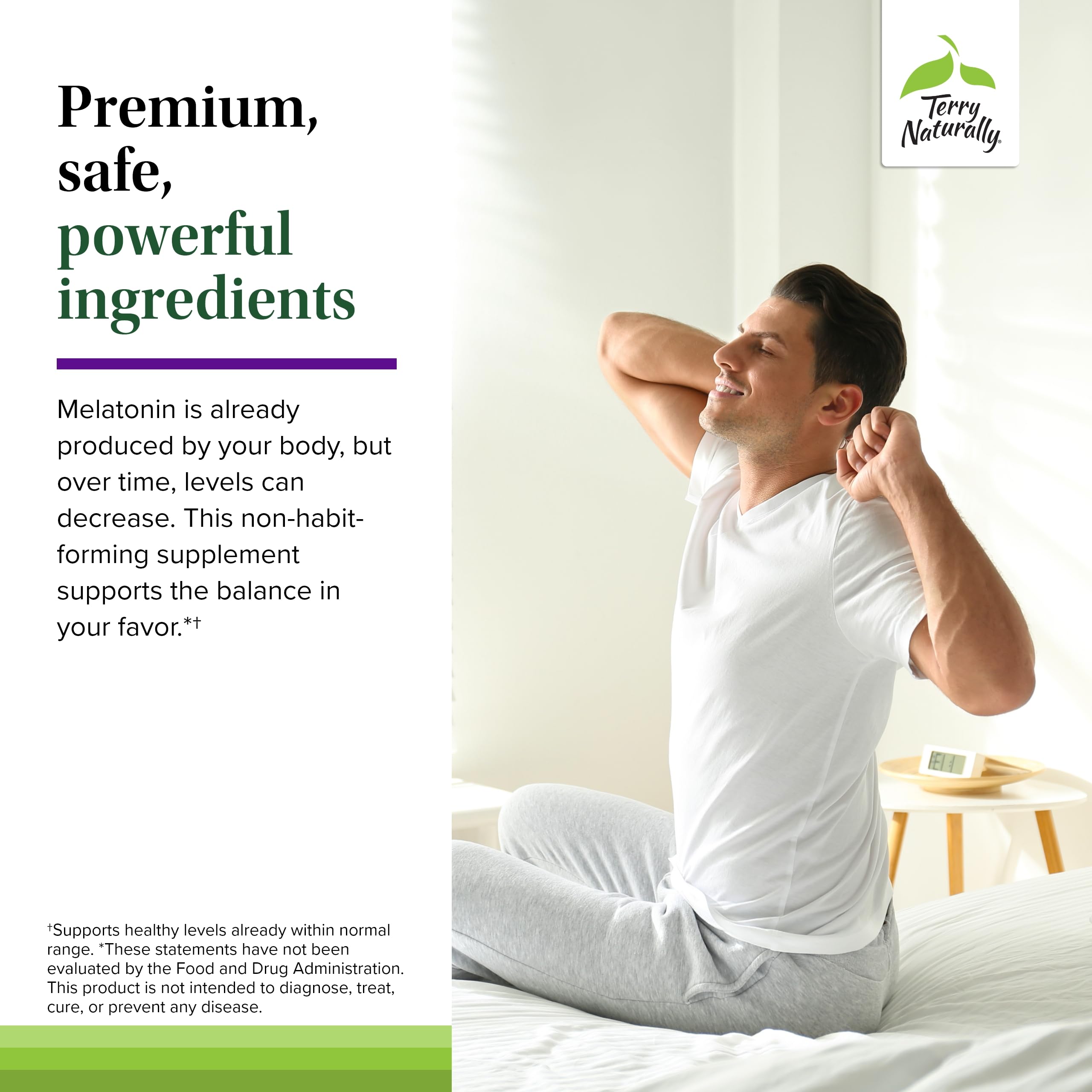 Pour Terry Naturally Melatonin EP: prise recommandée avant le coucher.