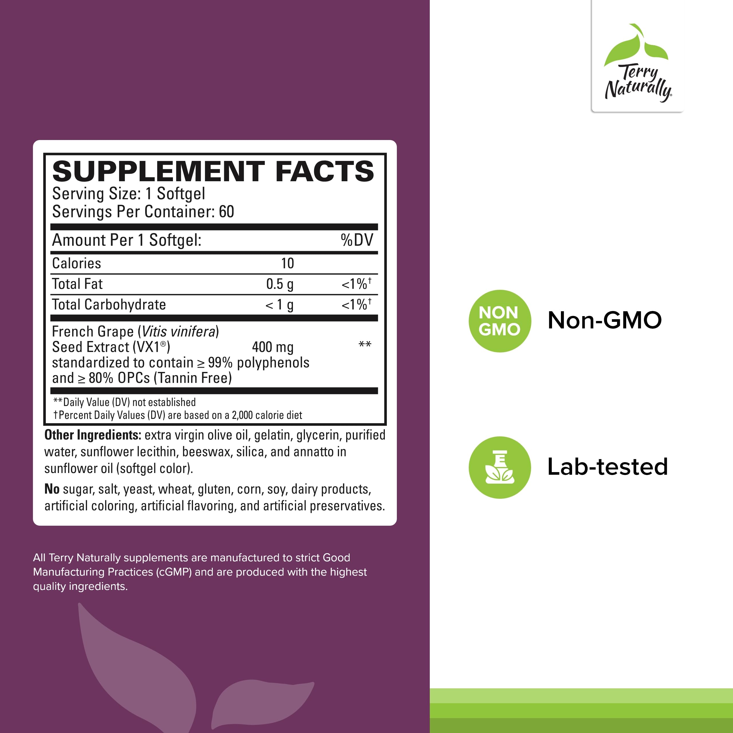Terry Naturally OPC Extra Strength, etiquette lisible sur l’emballage.