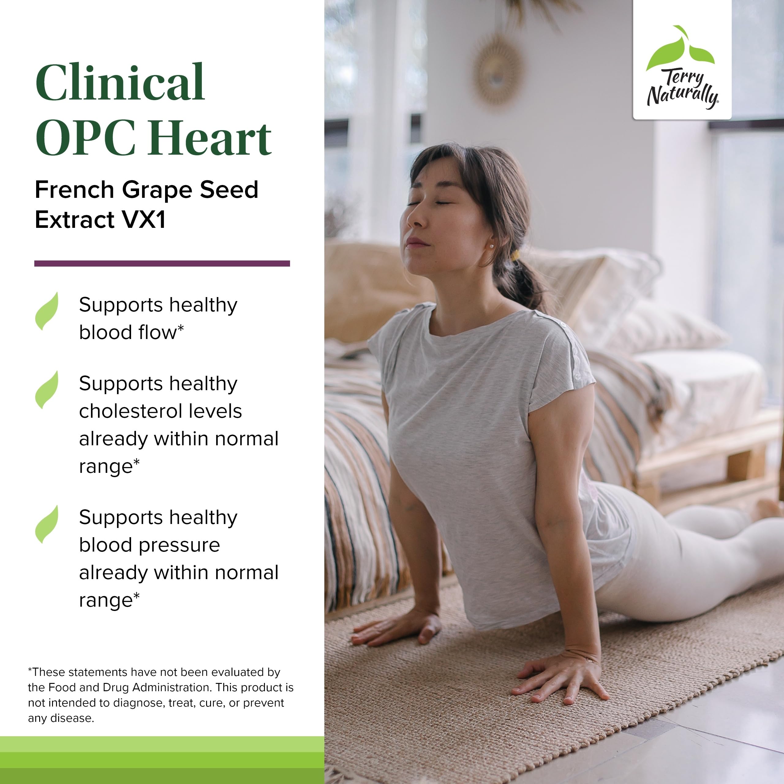 Étiquette OPC Heart de Terry Naturally indiquant les ingrédients clés