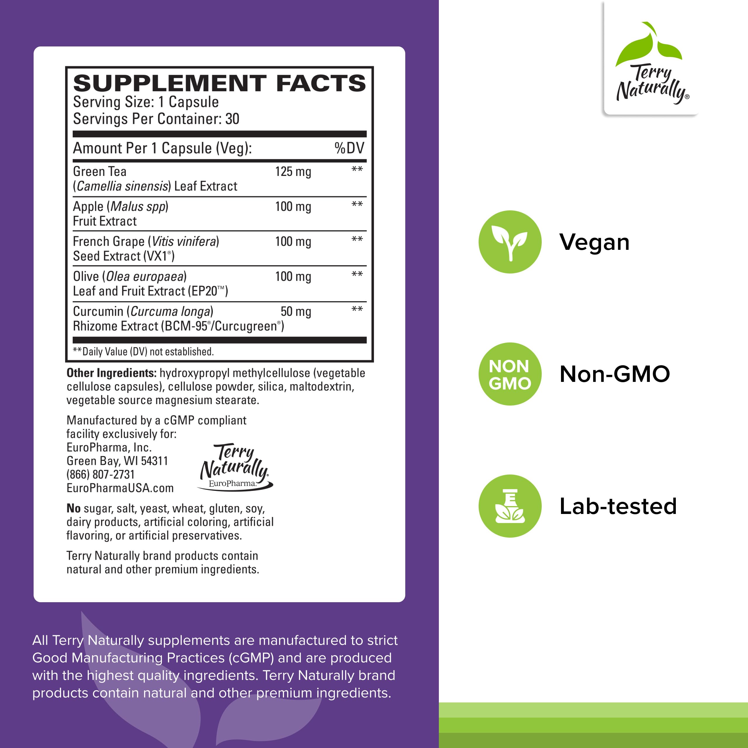 Terry Naturally Optimal Wellness: feuilles de thé vert pour antioxydants et soutien respiratoire.