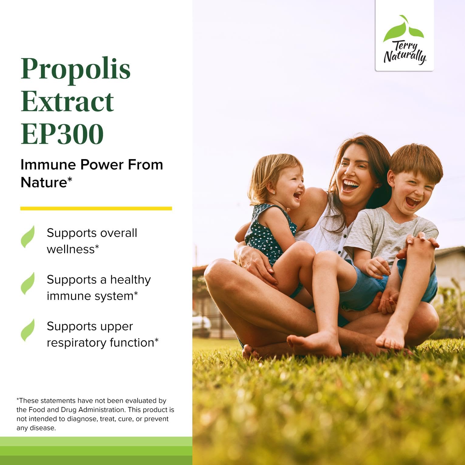 Terry Naturally Propolis EP300 — gélule ouverte prête à être mélangée dans nourriture