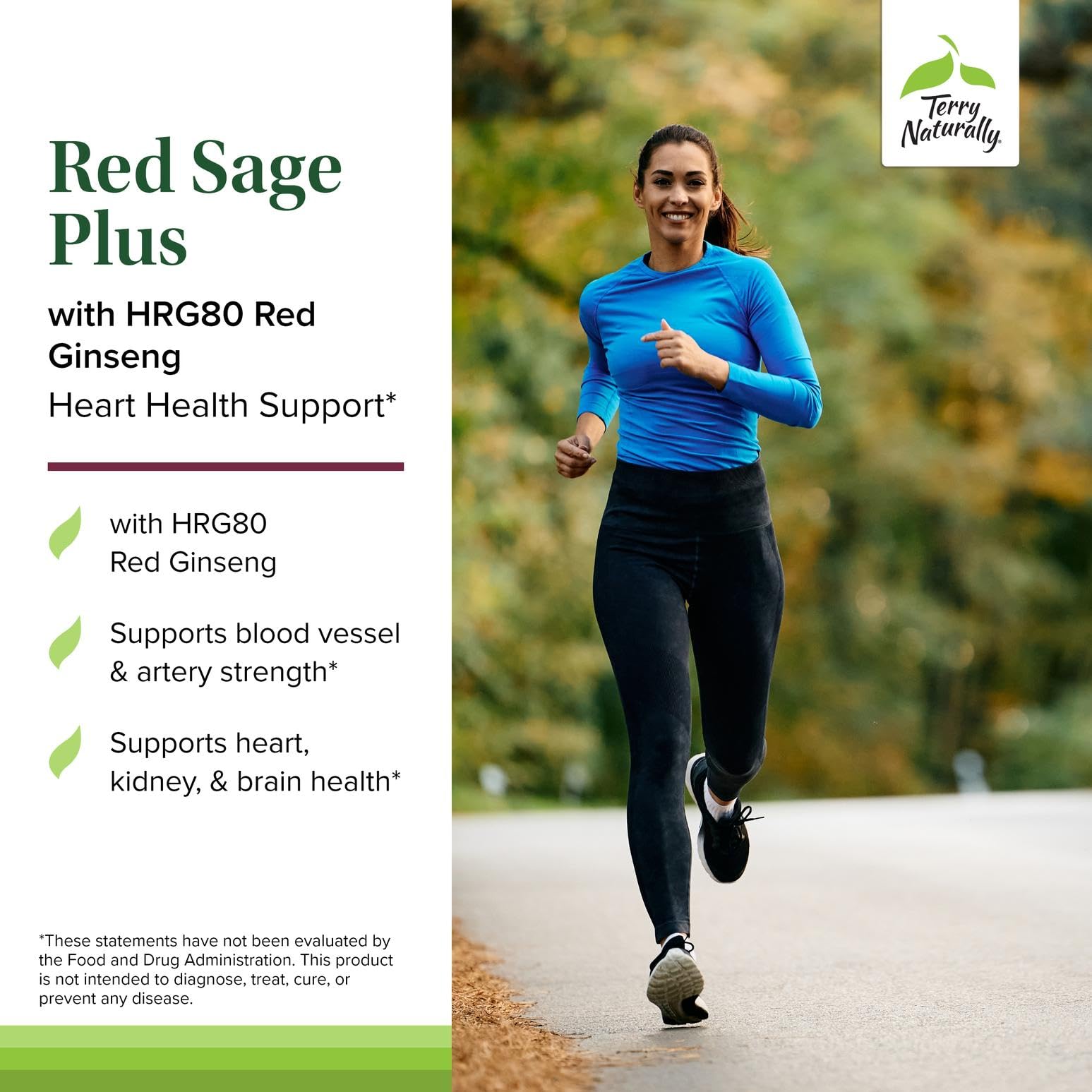 Terry Naturally Red Sage Plus — étiquette détaillée et HRG80 ginseng rouge pour énergie potentielle.
