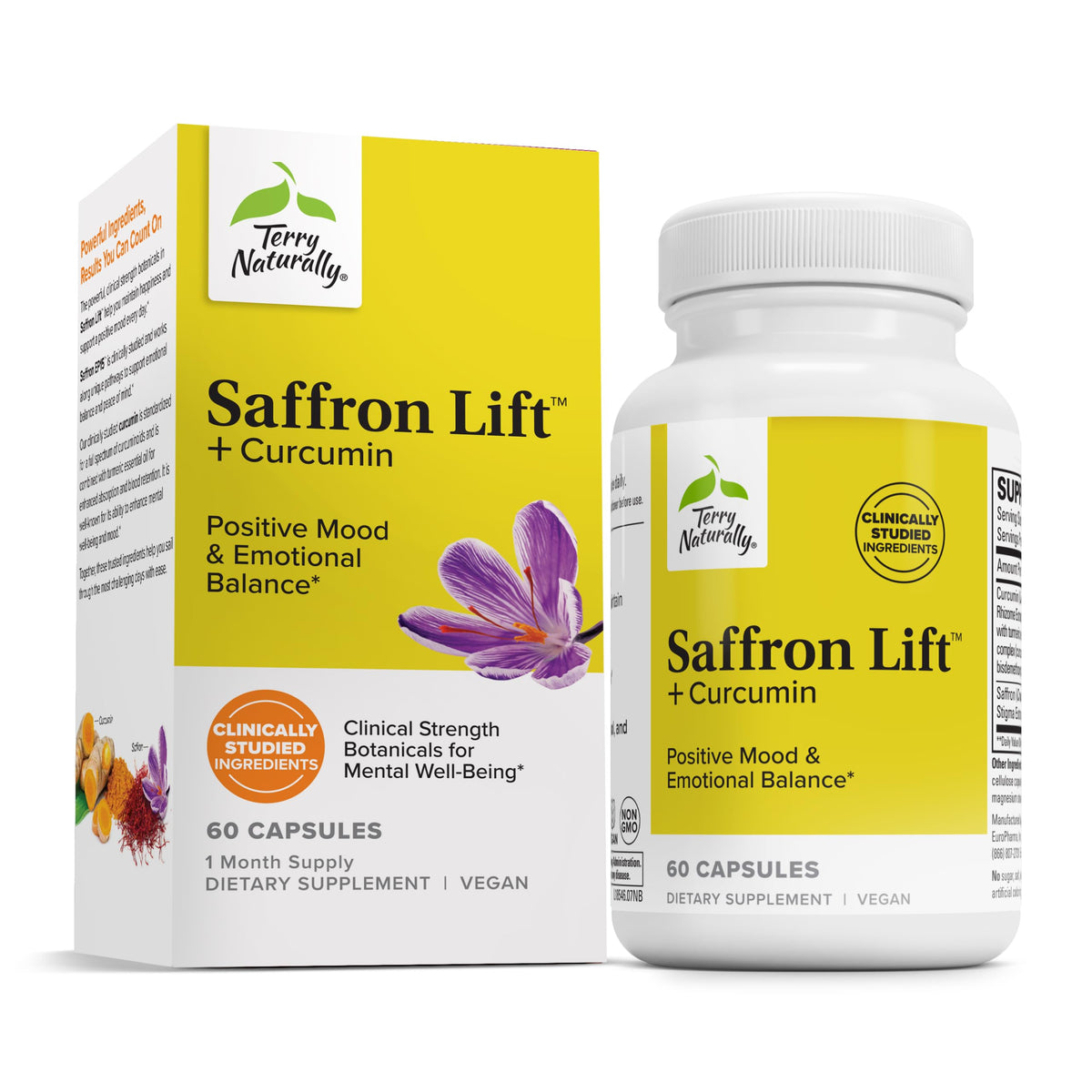 Terry Naturally Saffron Lift – capsules dans la bouteille favorisent concentration et relaxation