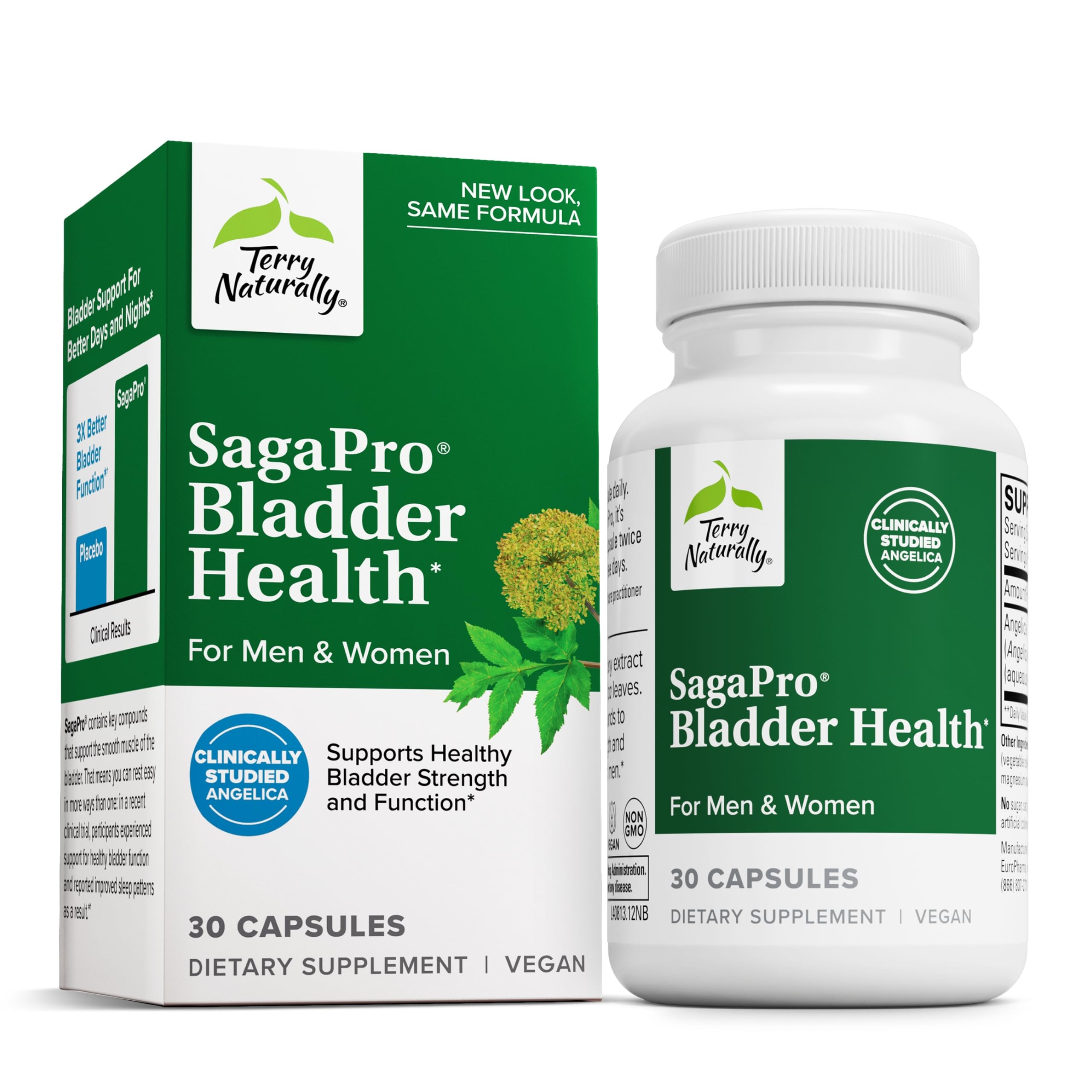 SagePro Terry Naturally – bouteille de capsules véganes pour un soutien urinaire quotidien.