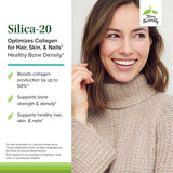 Terry Naturally Silica-20, gros plan sur les comprimés, soutien potentiel du collagène pour la peau.