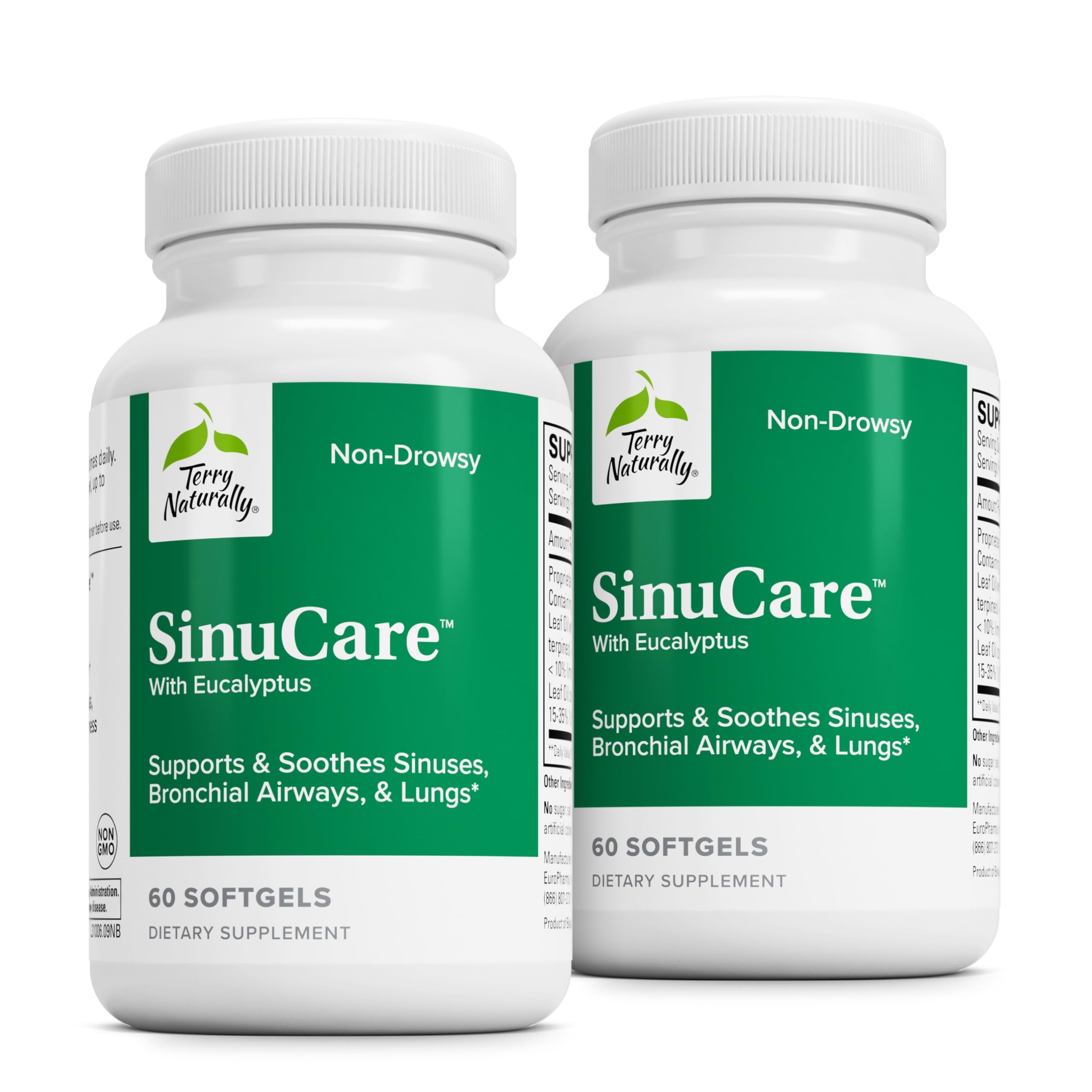SinuCare de Terry Naturally, bouteille de gélules molles pour le soutien bronchial.