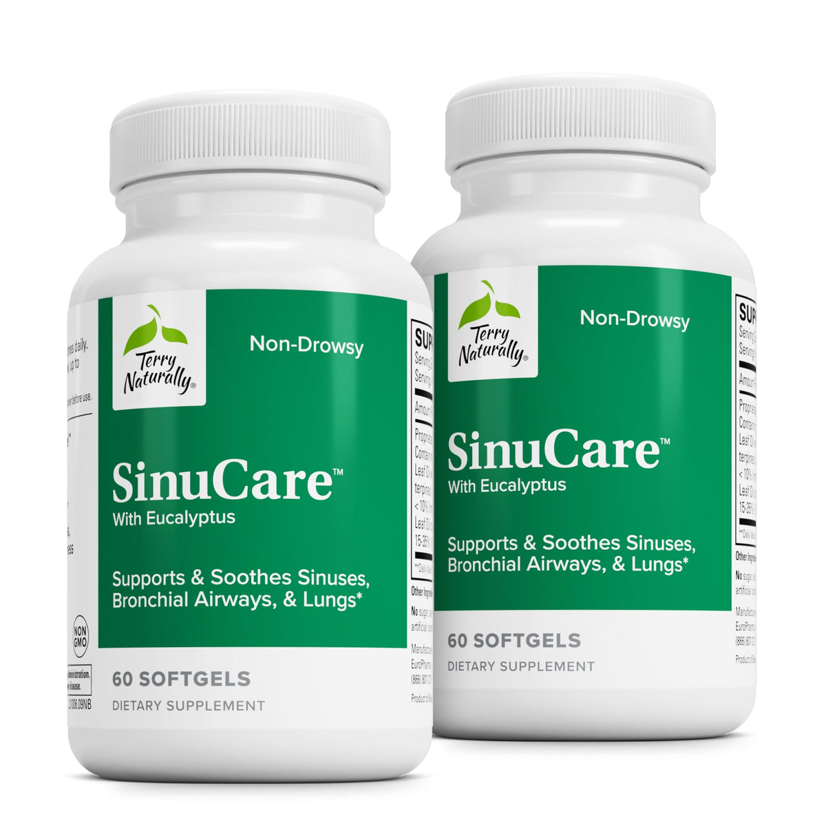 SinuCare de Terry Naturally, bouteille de gélules molles pour le soutien bronchial.