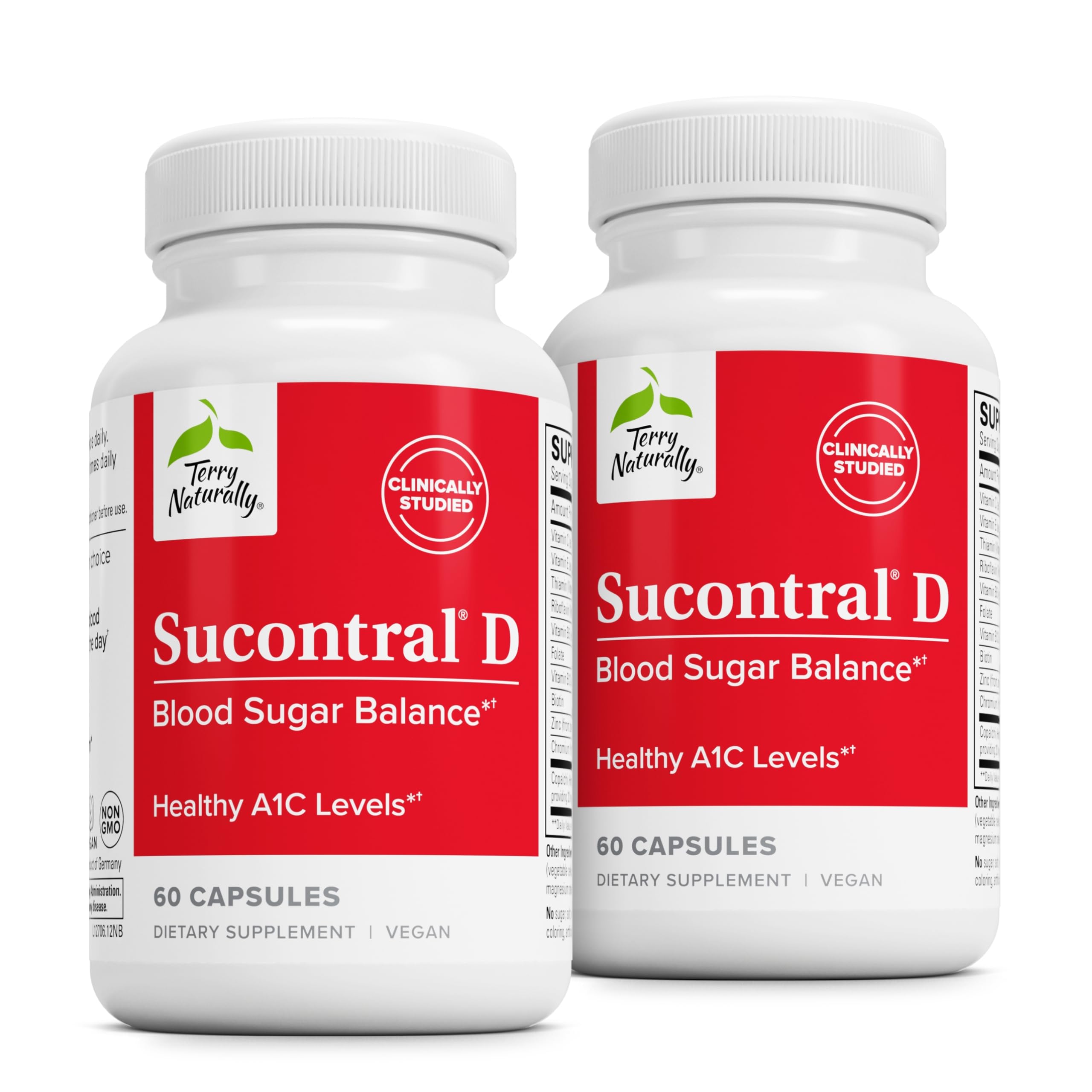 Terry Naturally Sucontral D - bouteille, capsules faciles à prendre, soutien potentiel du métabolisme des glucides.