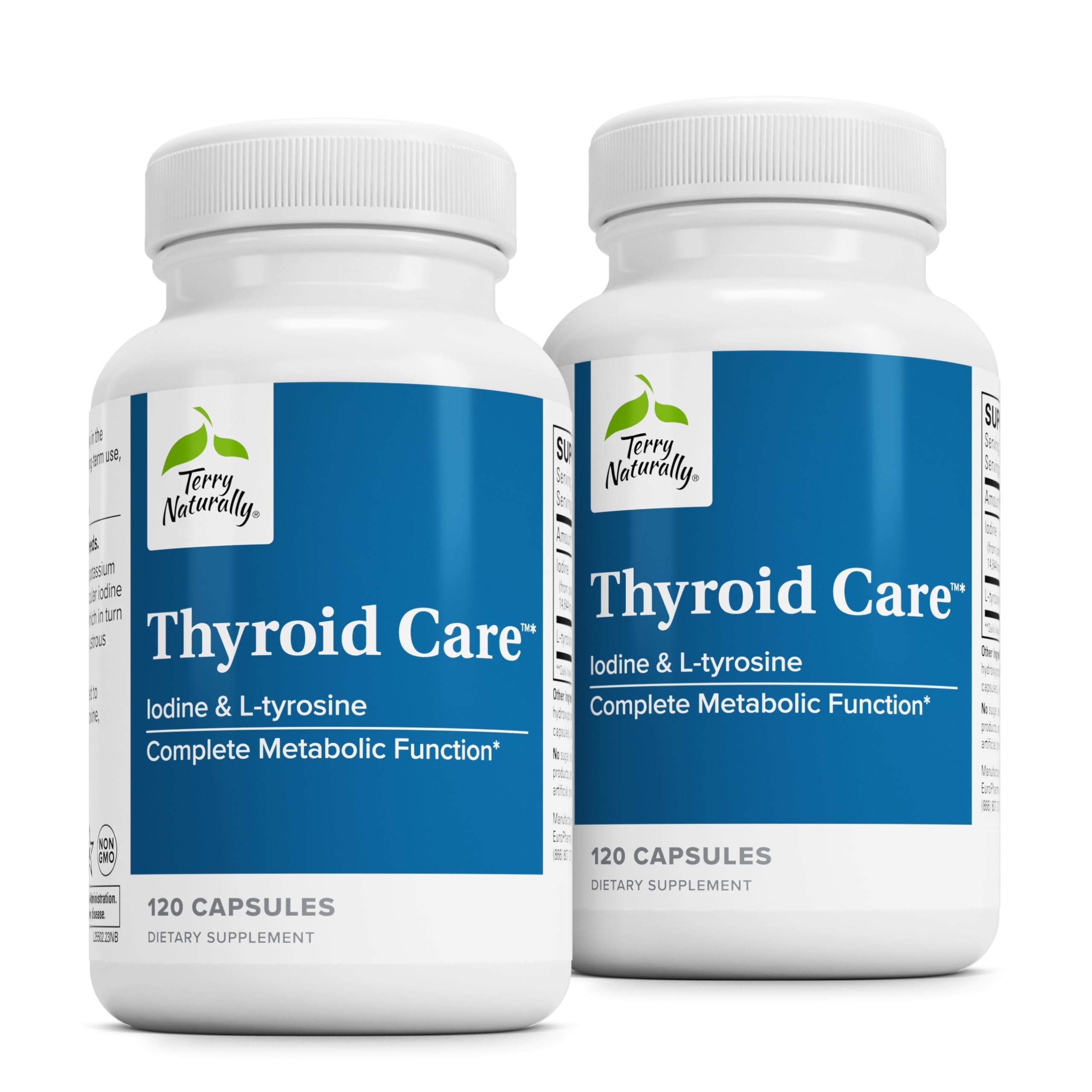 Terry Naturally Thyroid Care : bouteille de 120 gélules prête pour une utilisation quotidienne.