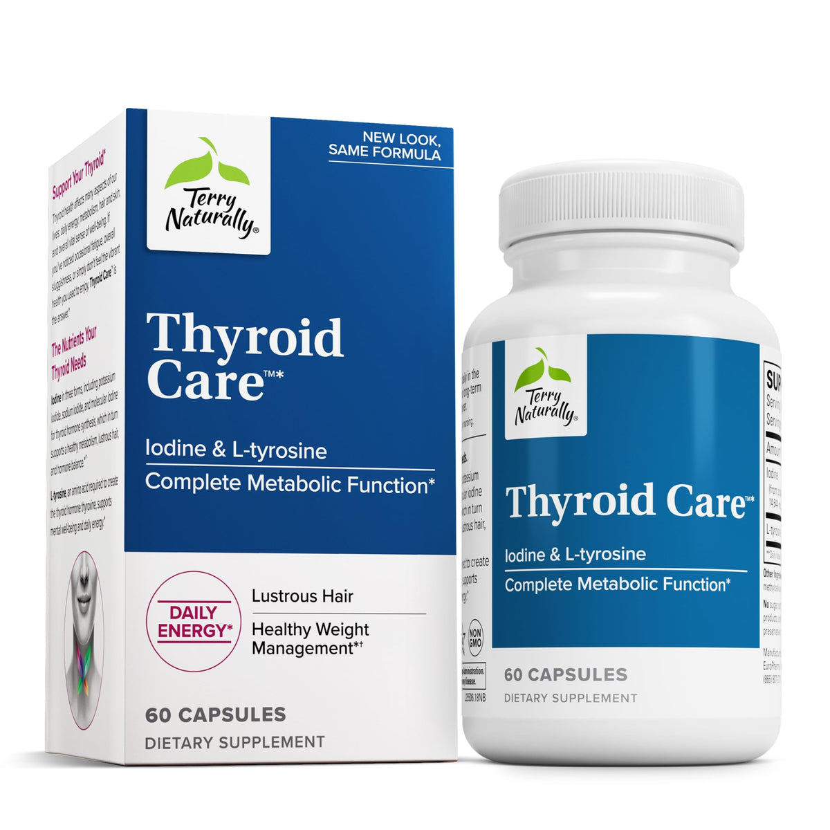 Terry Naturally Thyroid Care, bouteille et gélules, soutien potentiel de l énergie quotidienne