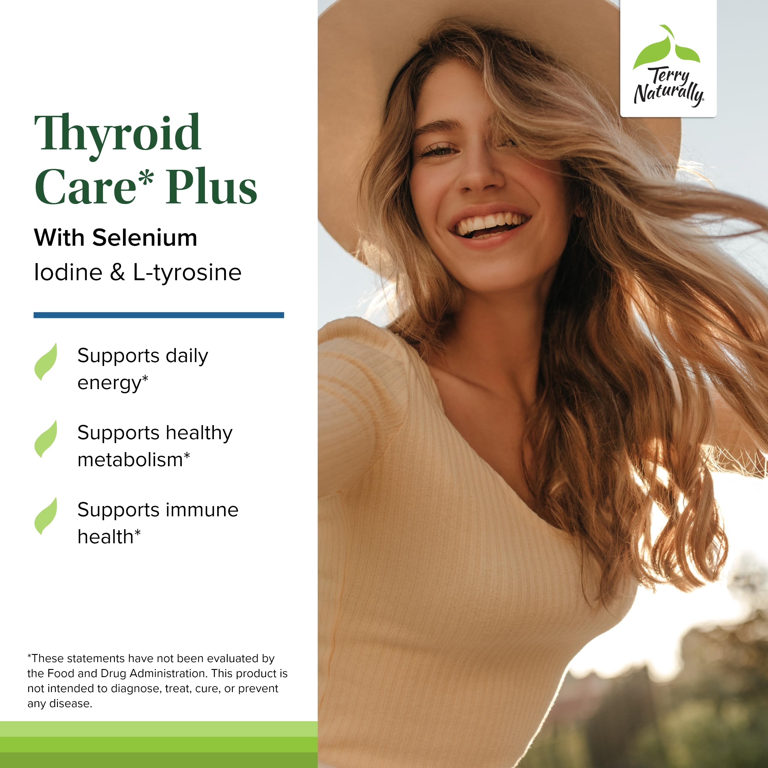 Étiquette de Terry Naturally Thyroid Care Plus avec ingrédients clés.