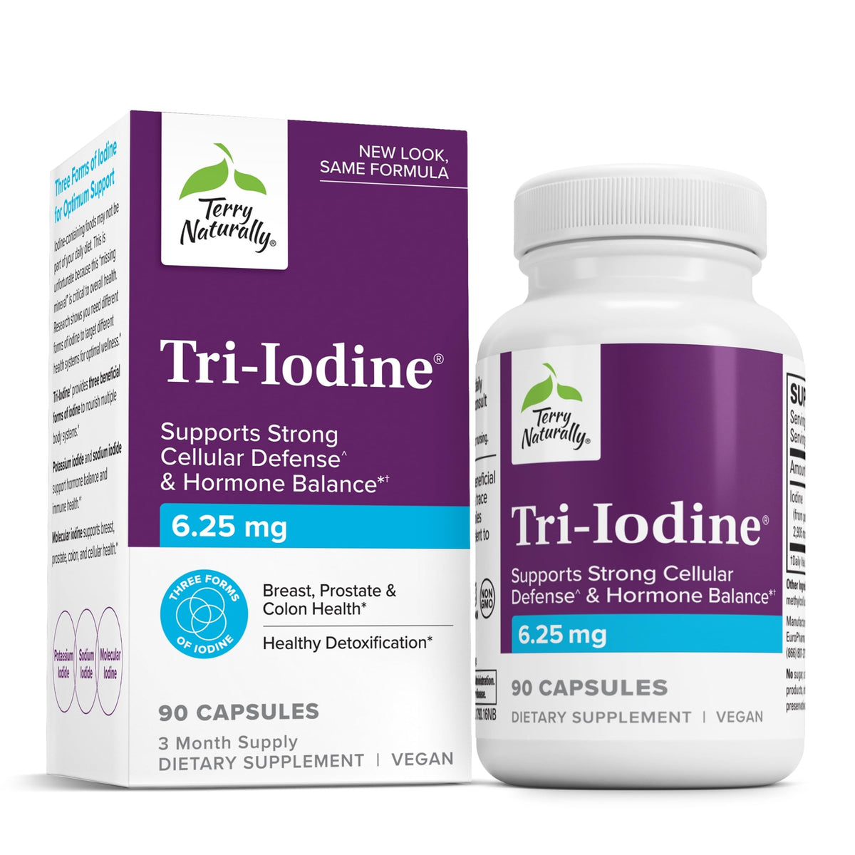 Terry Naturally Tri-Iode: flacon, soutien de la thyroïde et énergie durable.