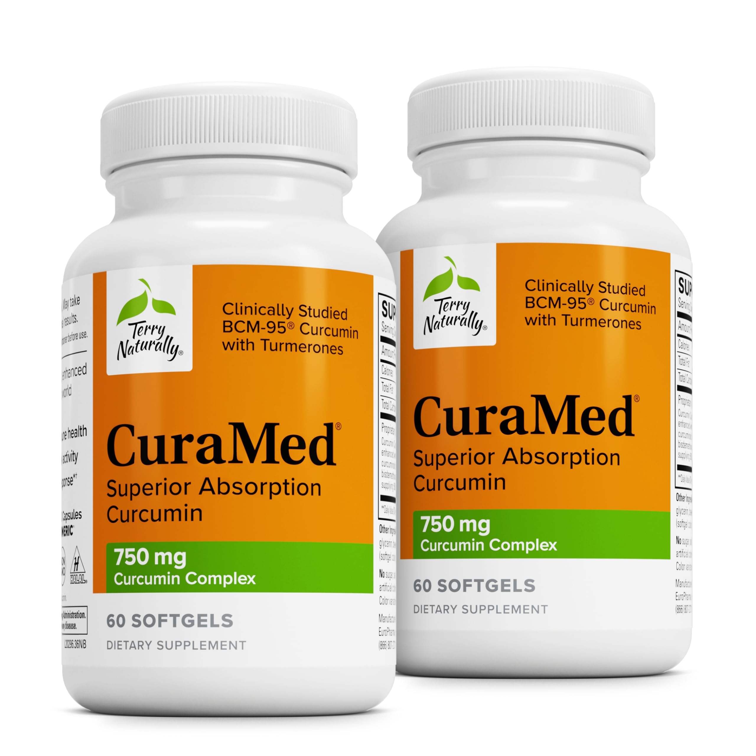 Terry Naturally CuraMed - Bouteille de curcuminoïdes 750mg, soutien antioxydant quotidien.