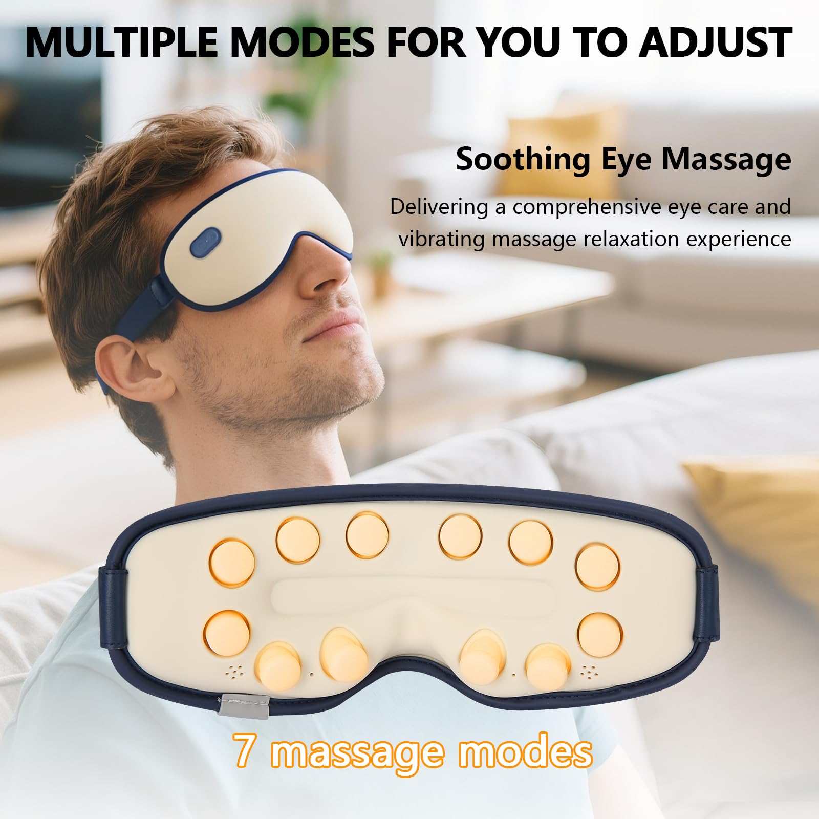 TeSabMi Masque Oculaire – mode vibration 2, massage plus profond.