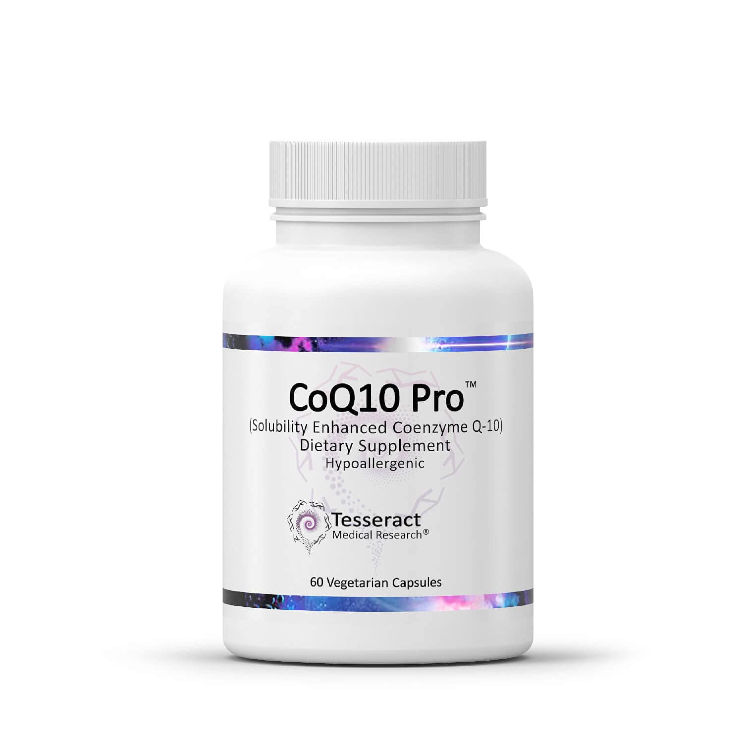 CoQ10 Pro dans une bouteille de Tesseract, énergie cellulaire potentiellement soutenue