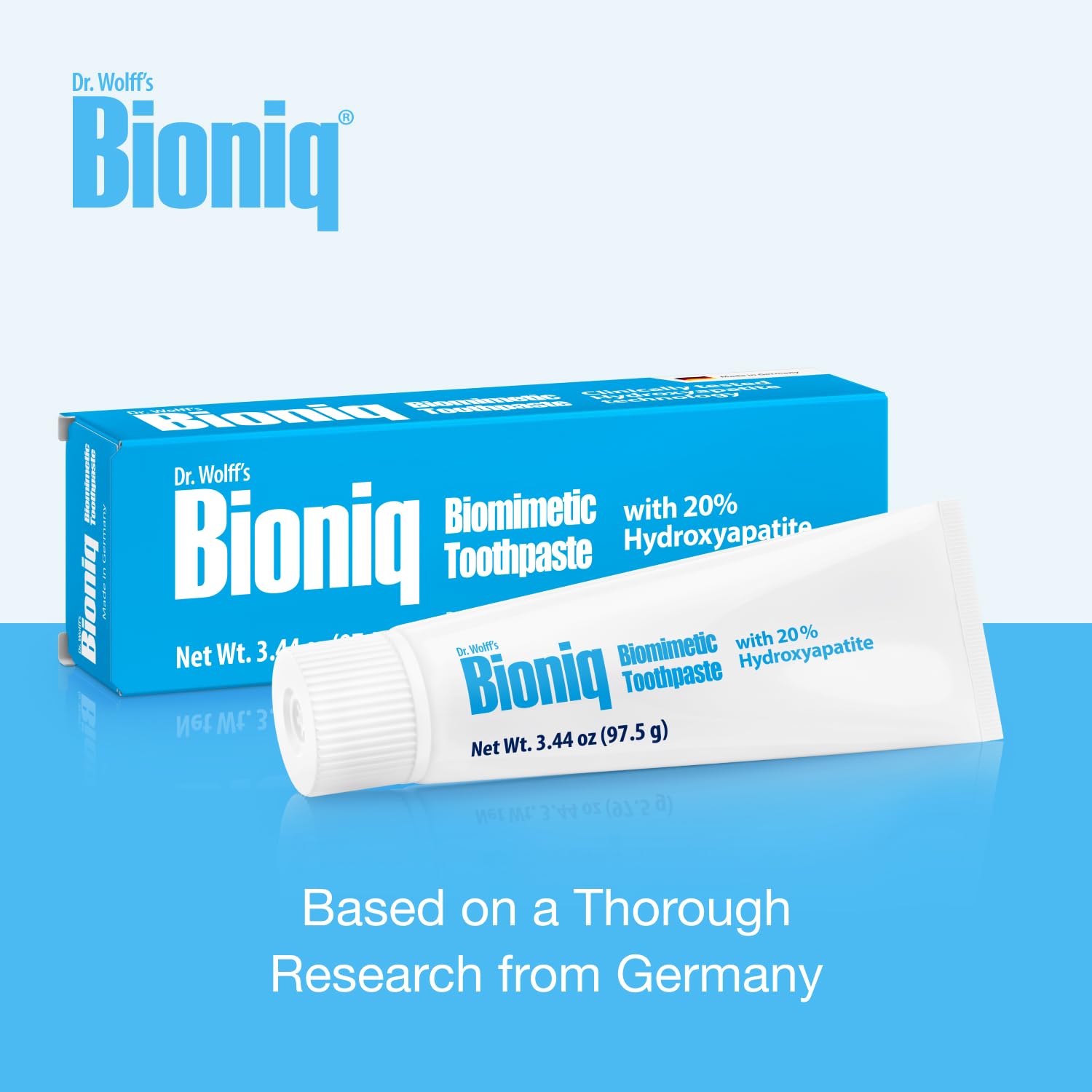 Texture crèmeuse du dentifrice Bioniq prête à l’application lors du brossage.