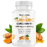 TEYAOE Biorootlabs Turmeric Curcumin, bouteille 120 gélules, soutien quotidien pour la mobilité.