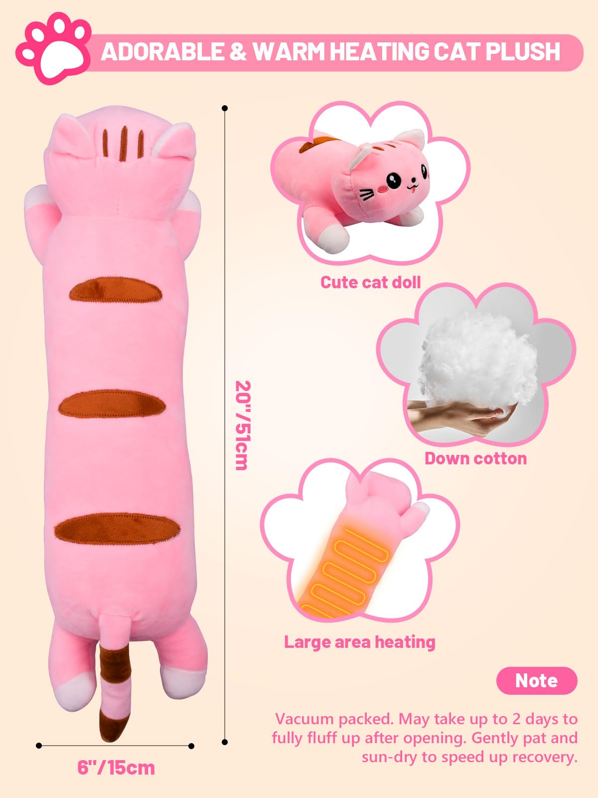 TEYOUAI chat rose chaleur portable USB pour bureau et voyage.