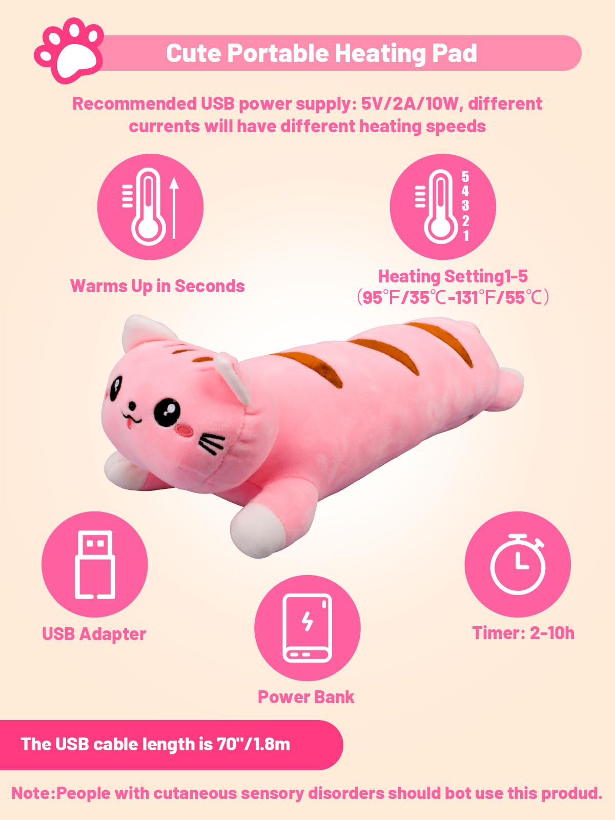 TEYOUAI peluche chauffante chaleur douce pour le cou et les épaules.