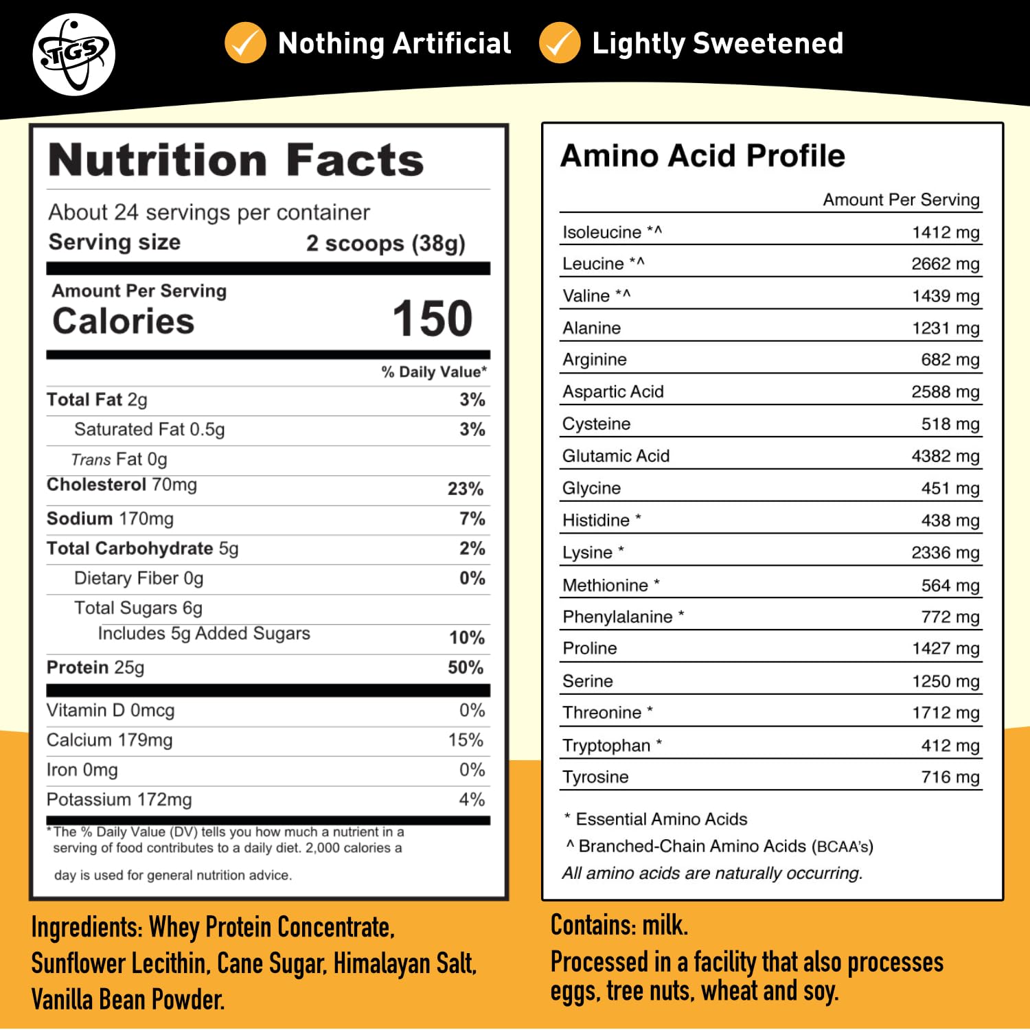 TGS Nutrition gousses vanille réelles apportent goût riche et authentique.