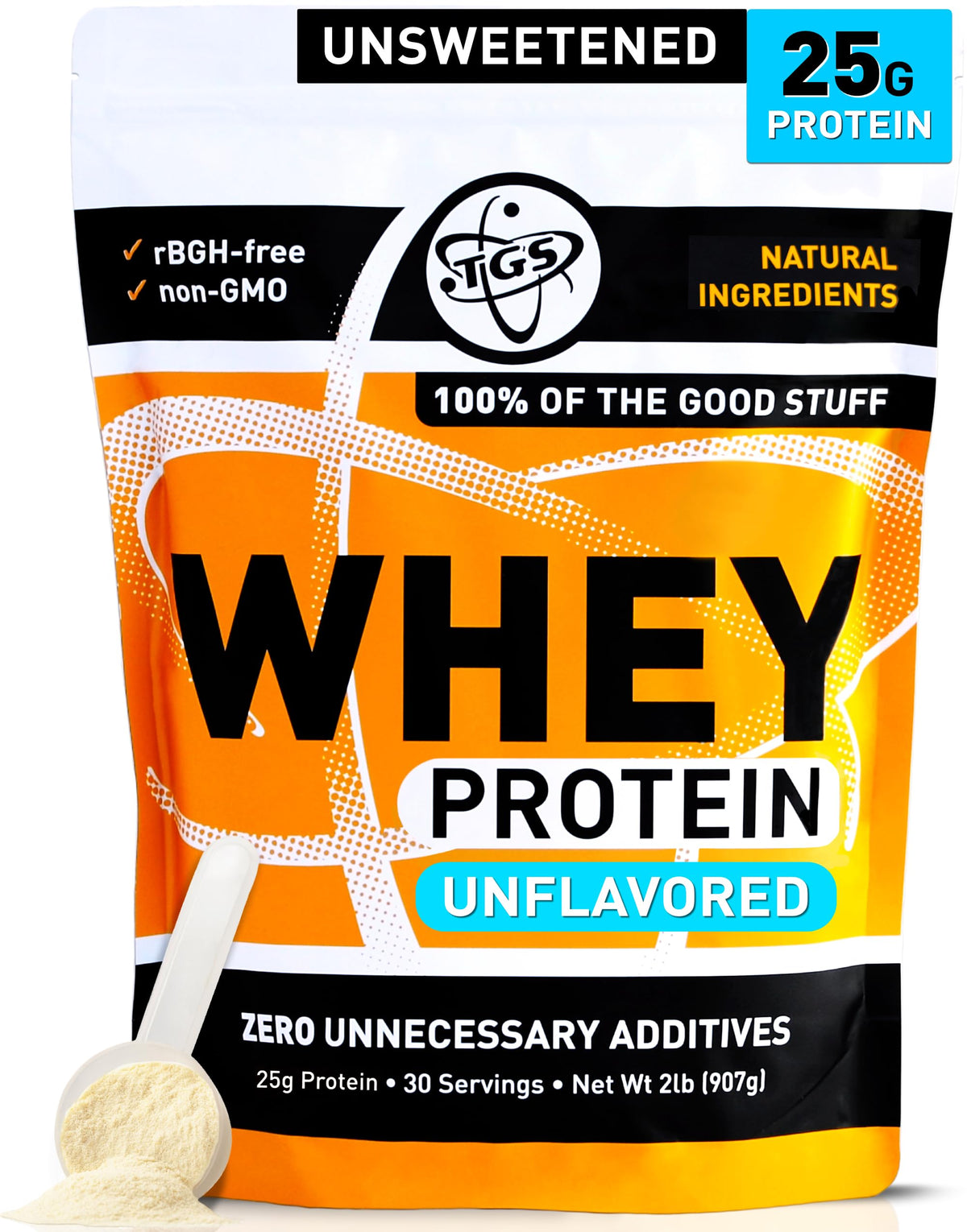 TGS Nutrition Whey Protéine nature sans goût, parfaite pour shakes riches en protéines et recettes.