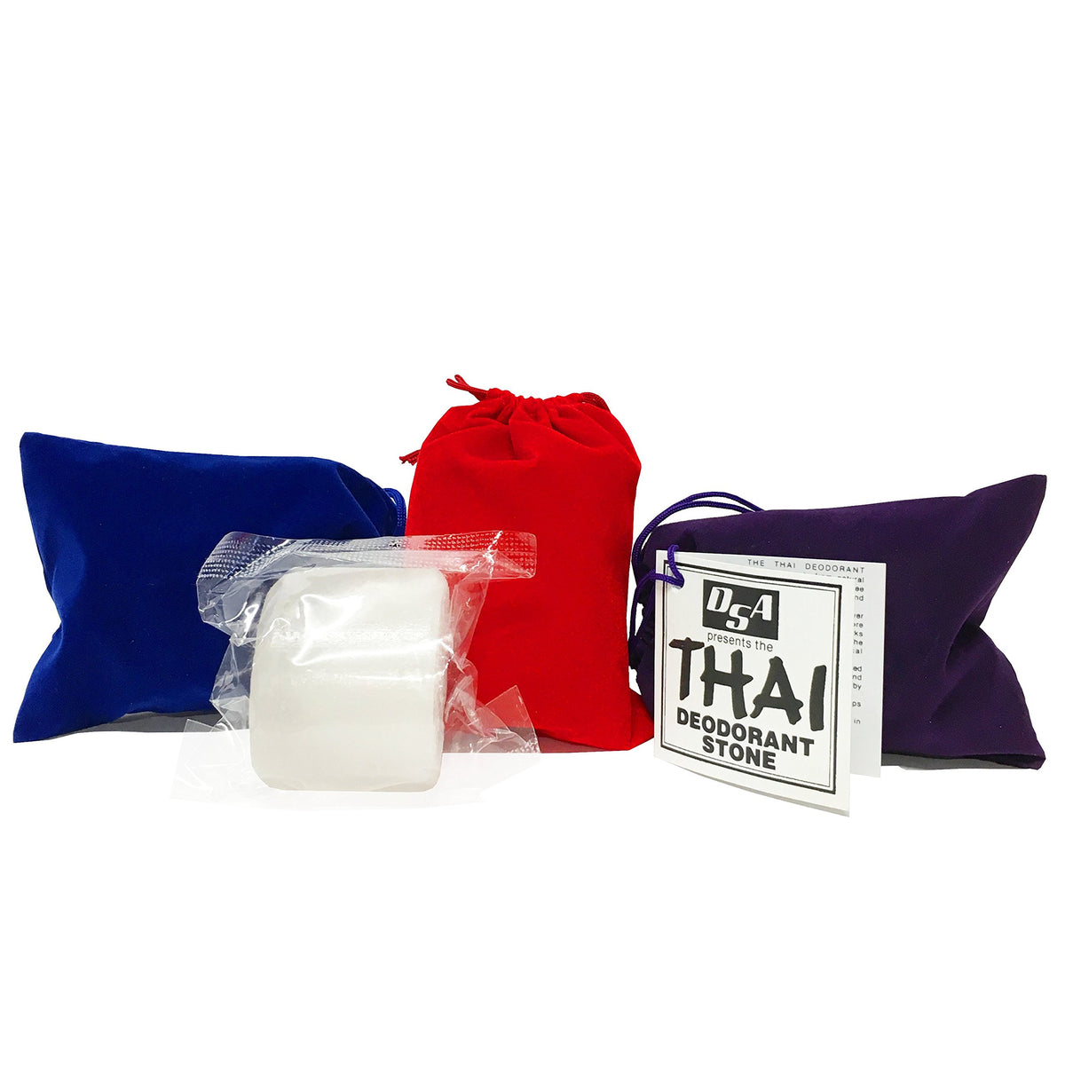 Thai Deodorant Stone: pierre déodorante naturelle avec pochette velours, protection longue durée