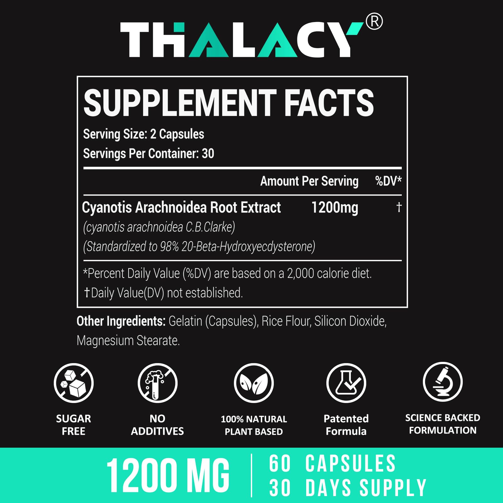 Capsules Thalacy écdystérone à 60 pièces — prise quotidienne pour progression musculaire.
