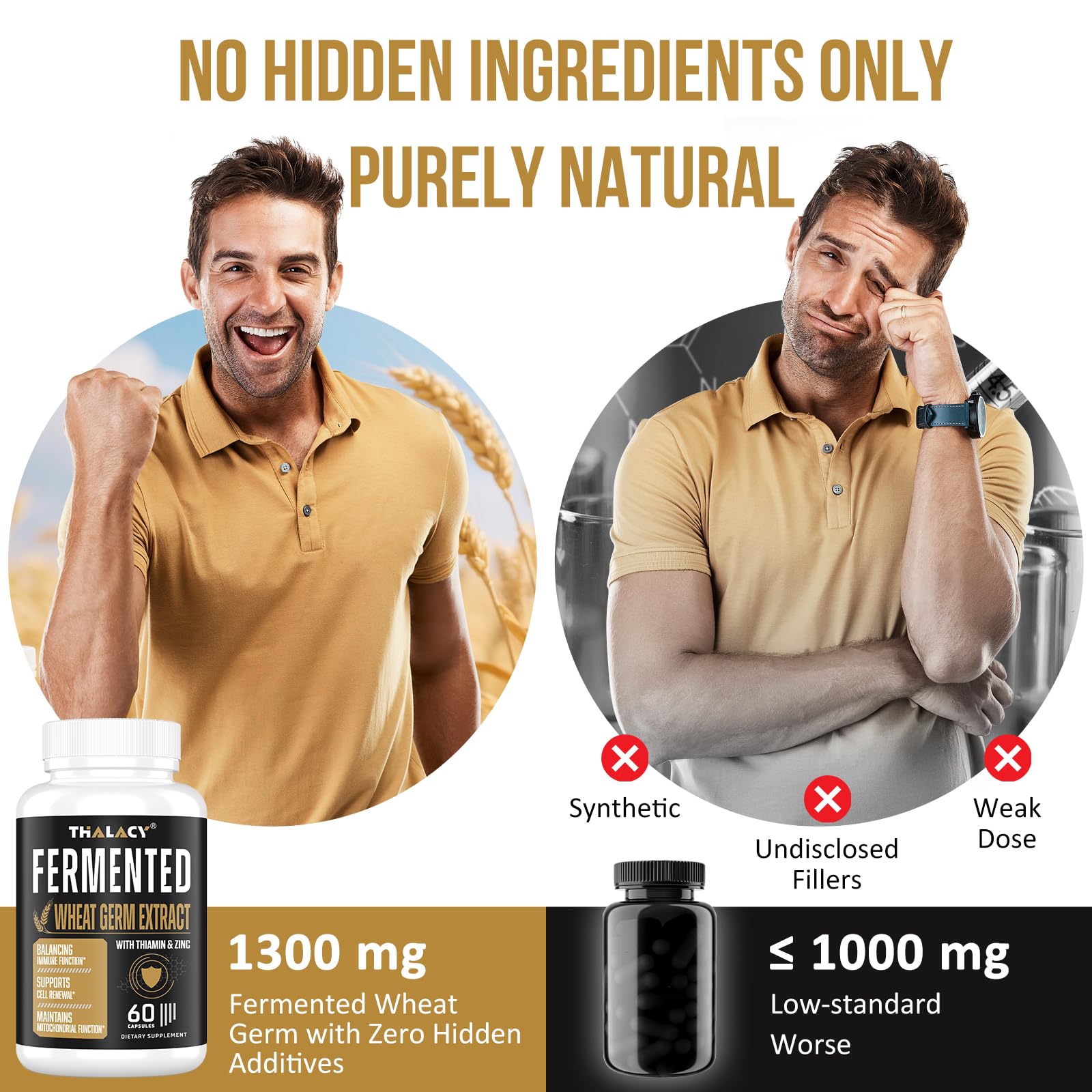 Thalacy Spermidine: capsules en gros plan, formulation concentrée pour le quotidien.