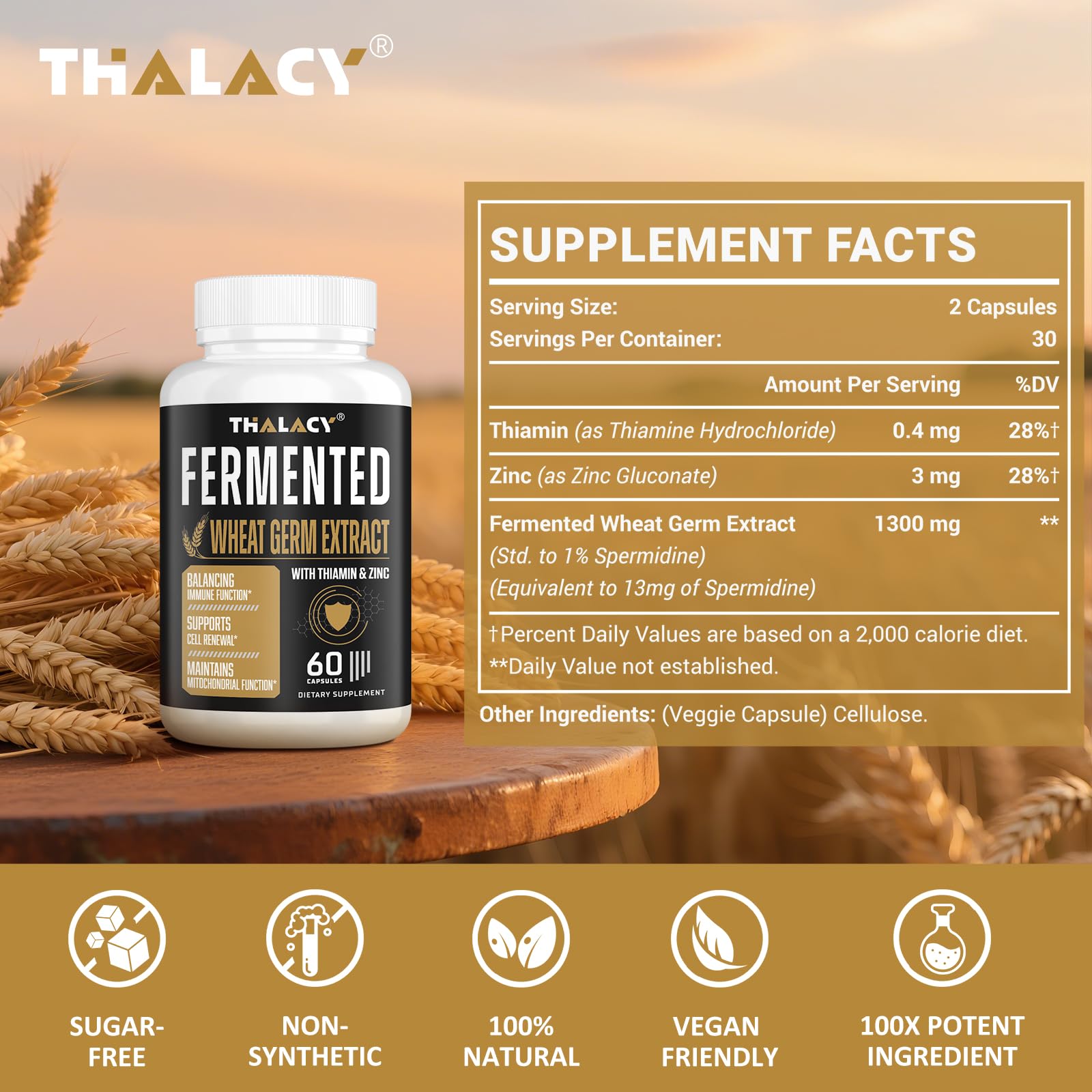 Thalacy Spermidine: extrait de germe de blé, source naturelle de spermidine.