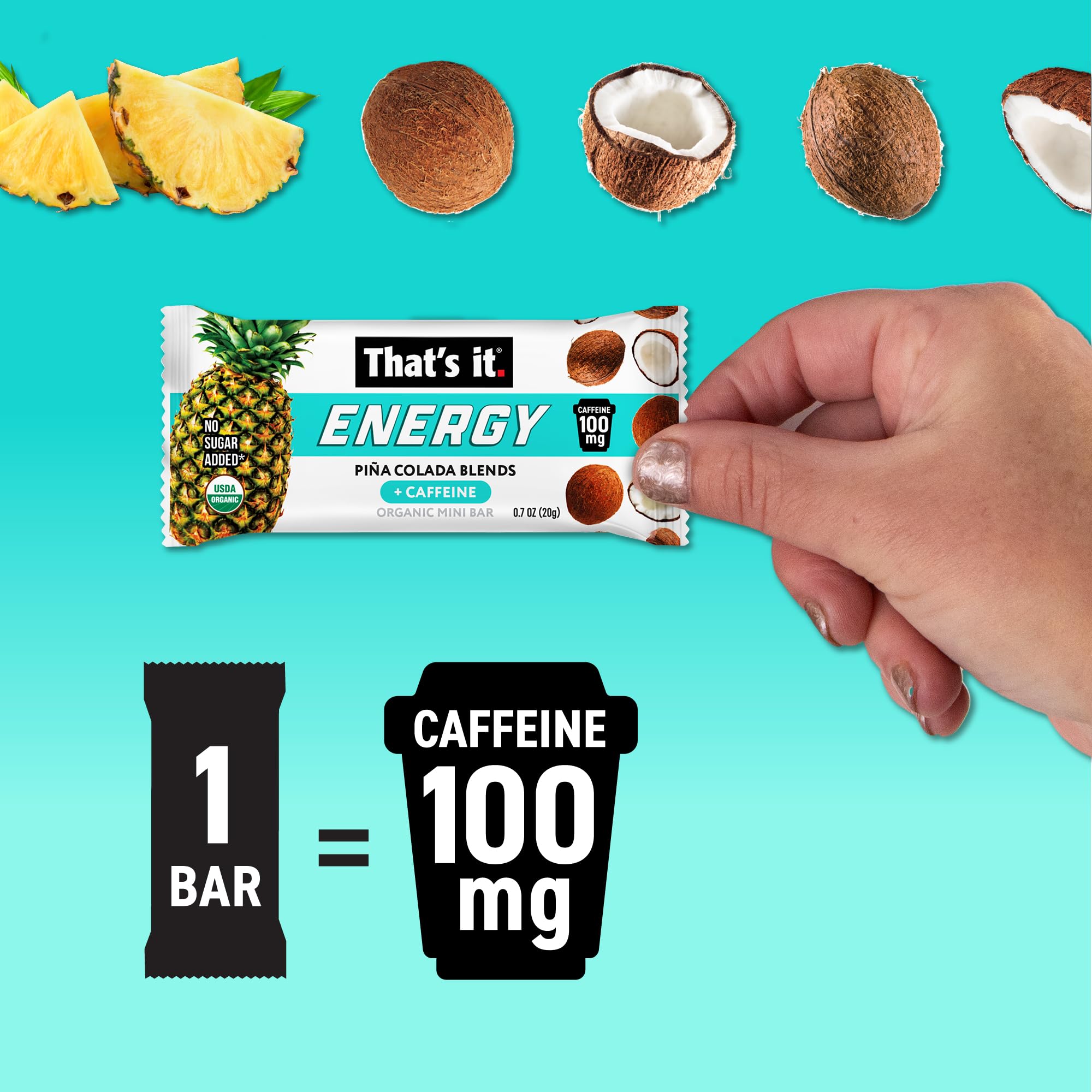 That’s it Piña Colada Energy Mini Bar — caféine naturelle pour énergie durable avant l'entraînement.