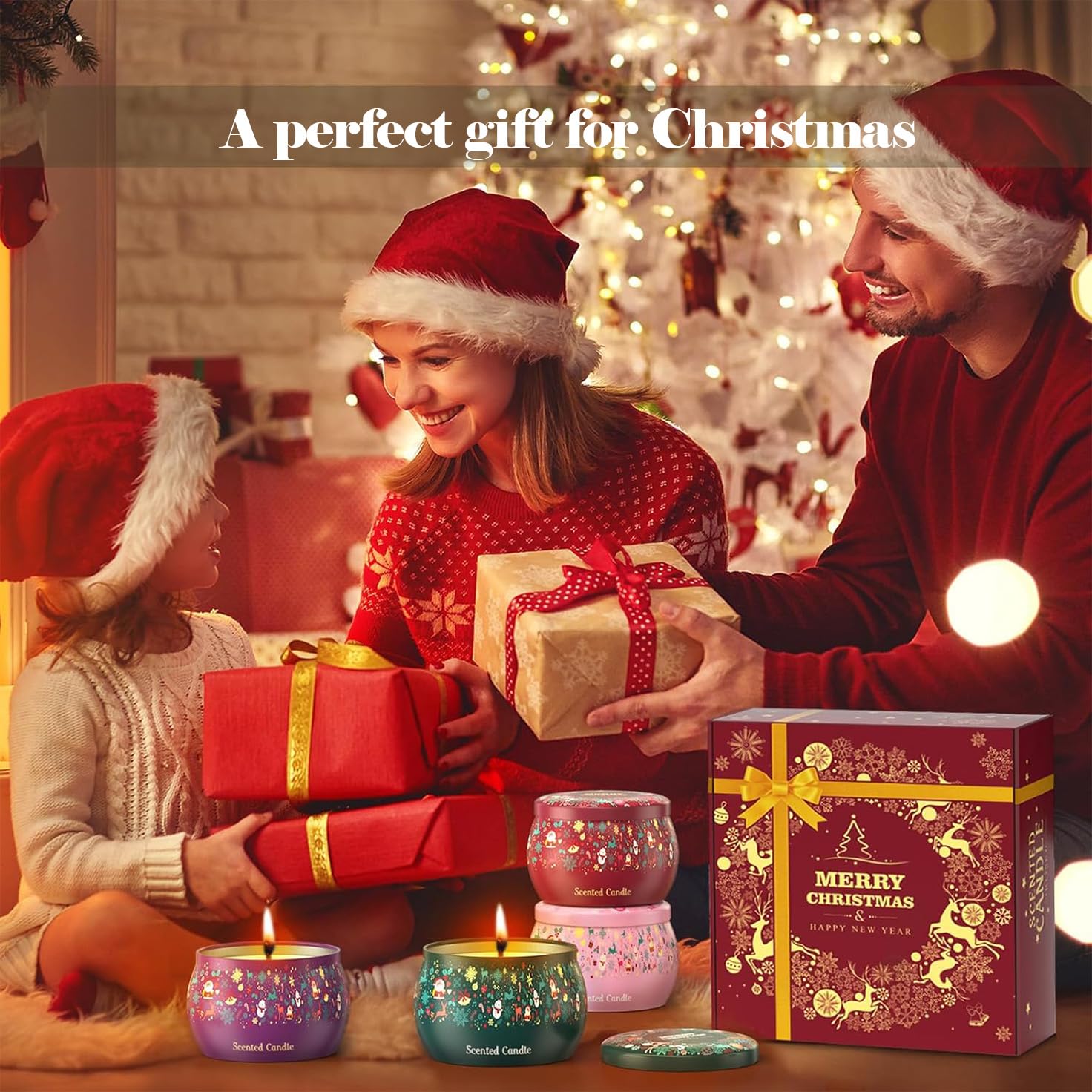 THAUSDAS ensemble quatre bougies pour atmosphère festive