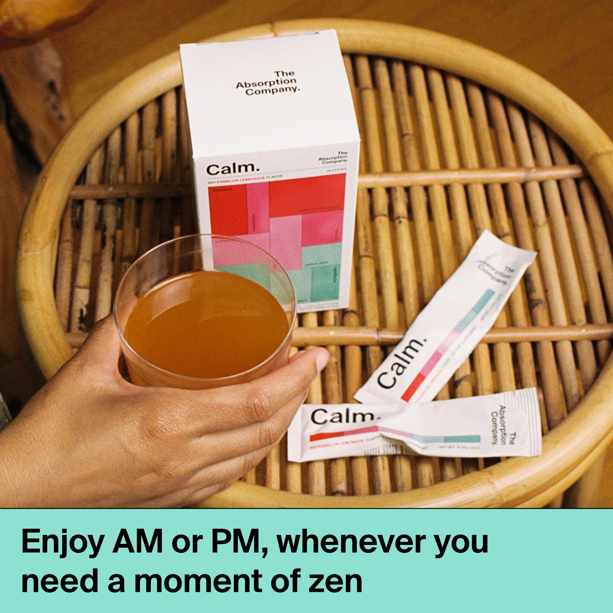 The Absorption Company Calm Drink Mix pose sur table prête pour hydratation consciente