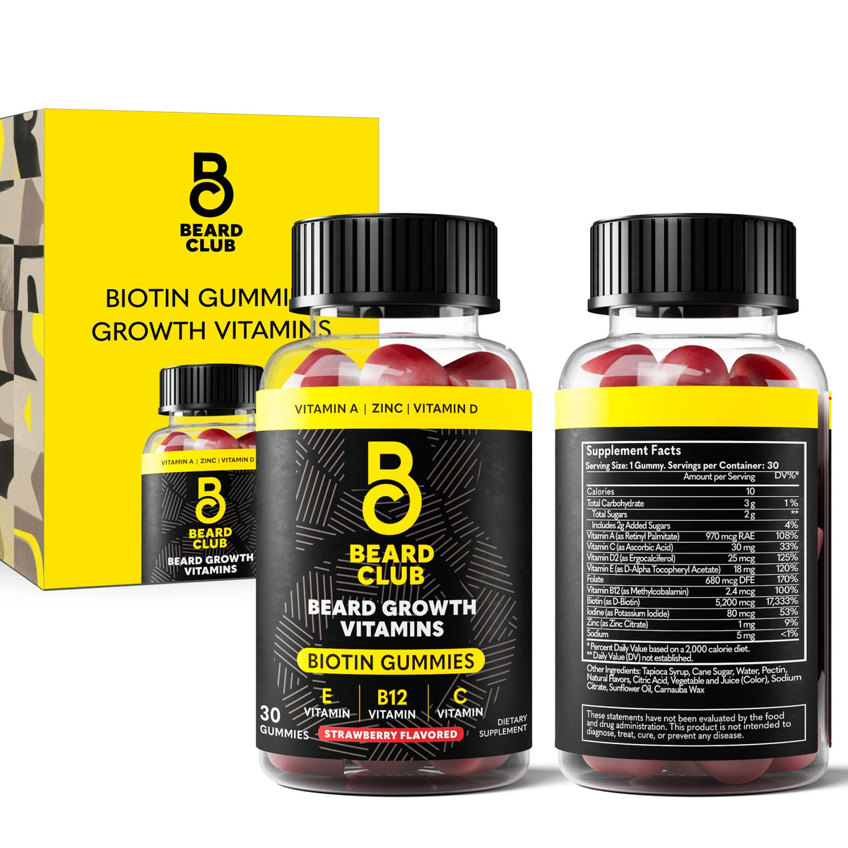 The Beard Club présente une bouteille de gommes biotine pour barbe
