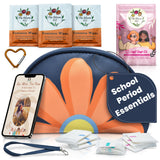 The Bloom kit sac period bleu compact: rangement discret et prêt pour l'école