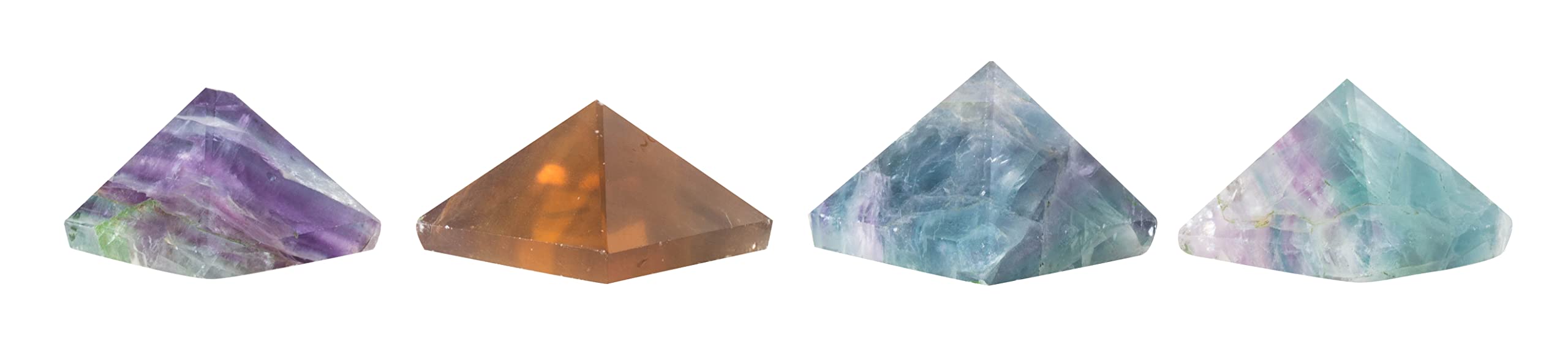 The Chrysalis Stone fluorite pyramide mini, palette de couleurs propice à la méditation et au calme.