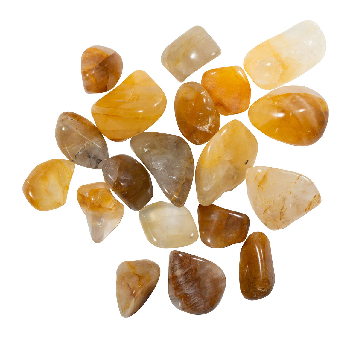 The Chrysalis Stone – pierres roulées jaune hematoïde pour méditation et énergie équilibrante