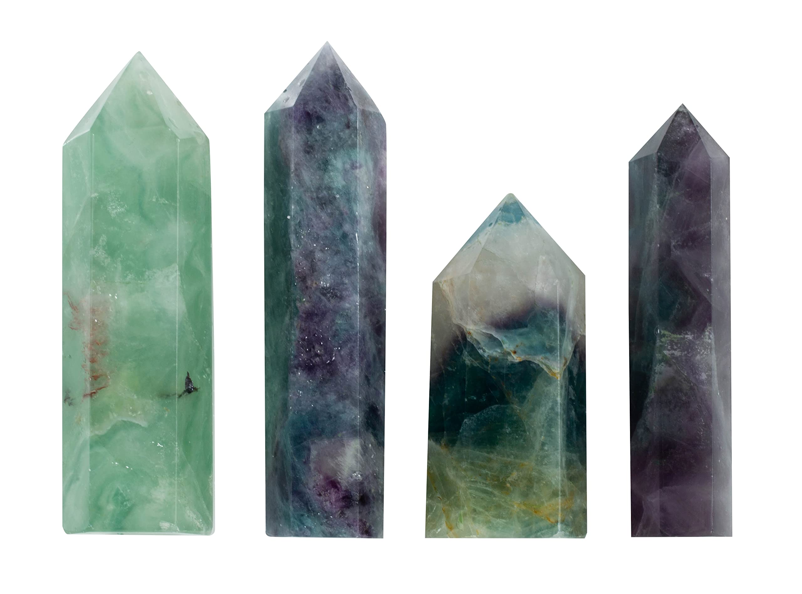 The Chrysalis Stone pointe fluorite vue quatre: design naturel et éclat coloré