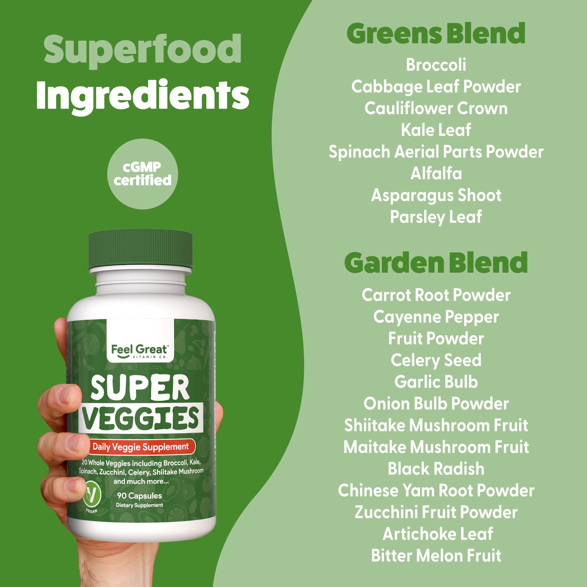 Étiquette Feel Great et emballage mettant les super-aliments.
