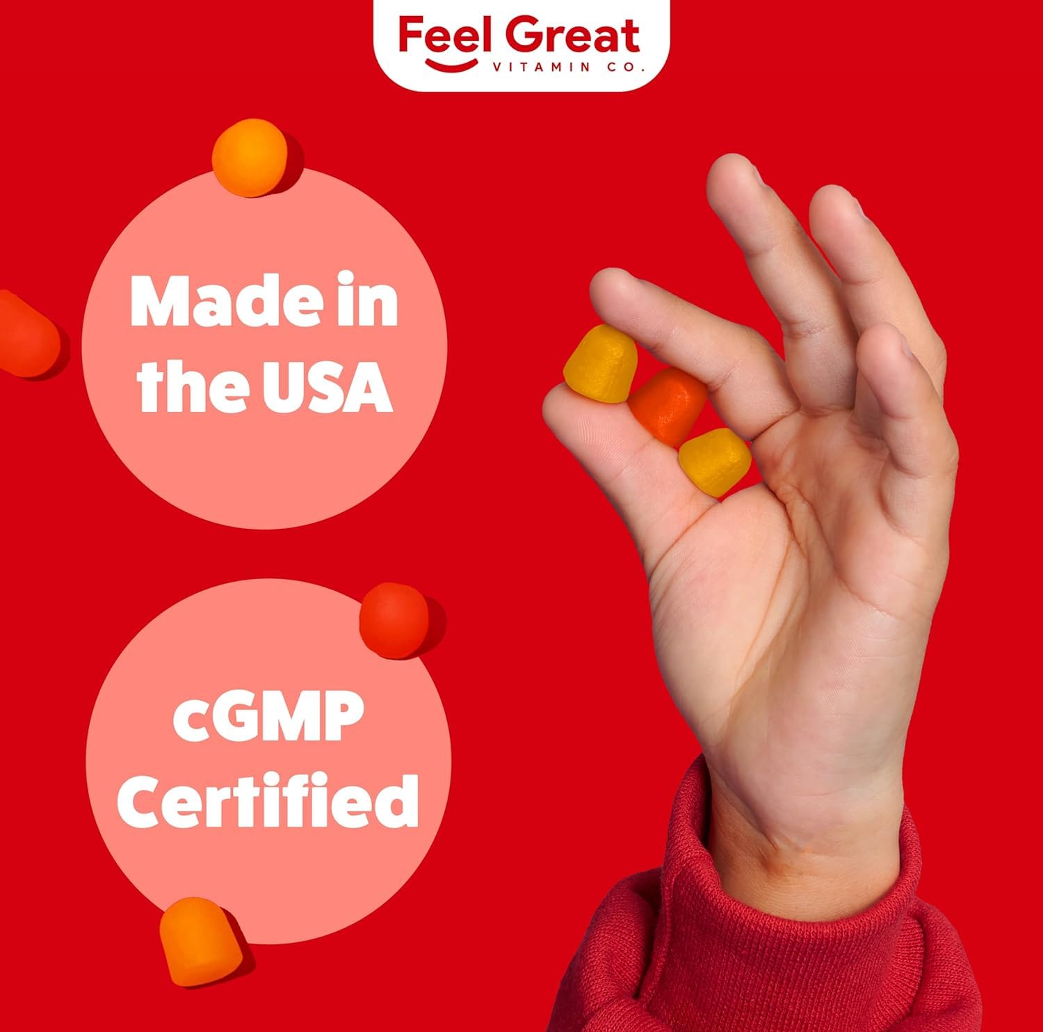 Label sans gluten et formule végétarienne Feel Great pour enfants.