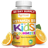 The Feel Great Vitamin Company D3 gommes — bouteille prête, soutien potentiel pour des os sains.